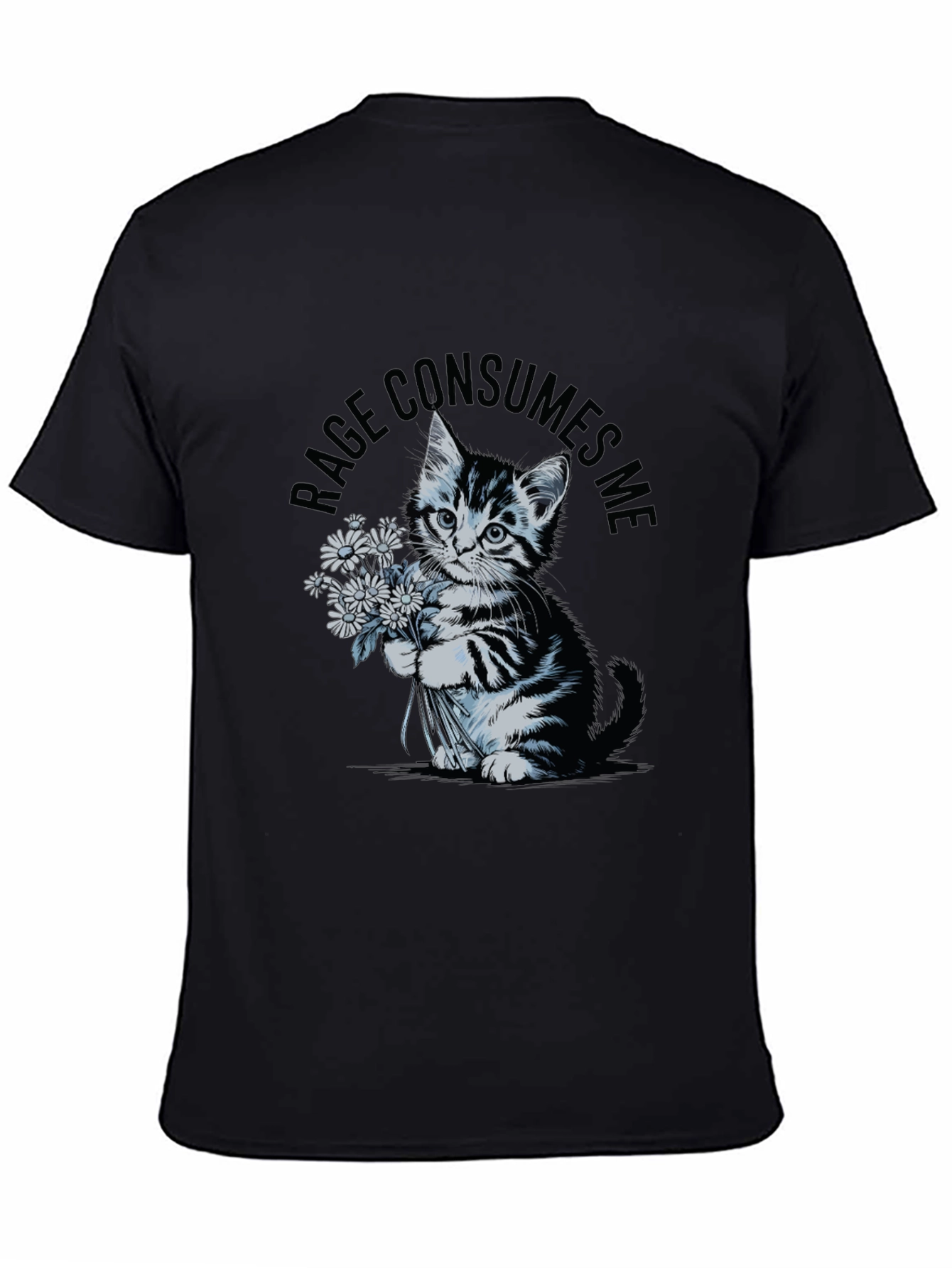 Black Rage Consumes Me Kitten T-Shirt - Black view 4