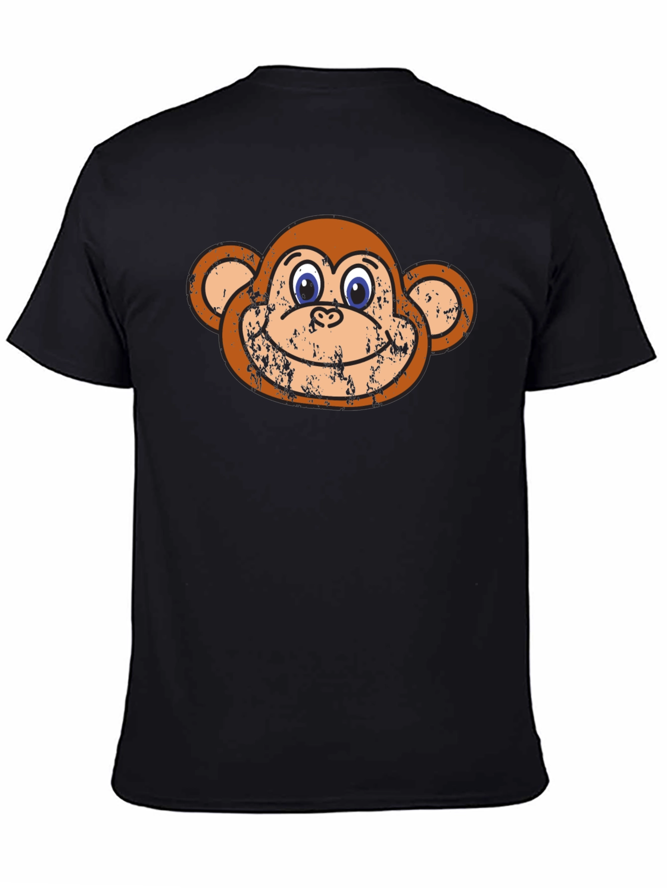 Black Funny Monkey Face Graphic Tee - Black Cotton T-Shirt view 4