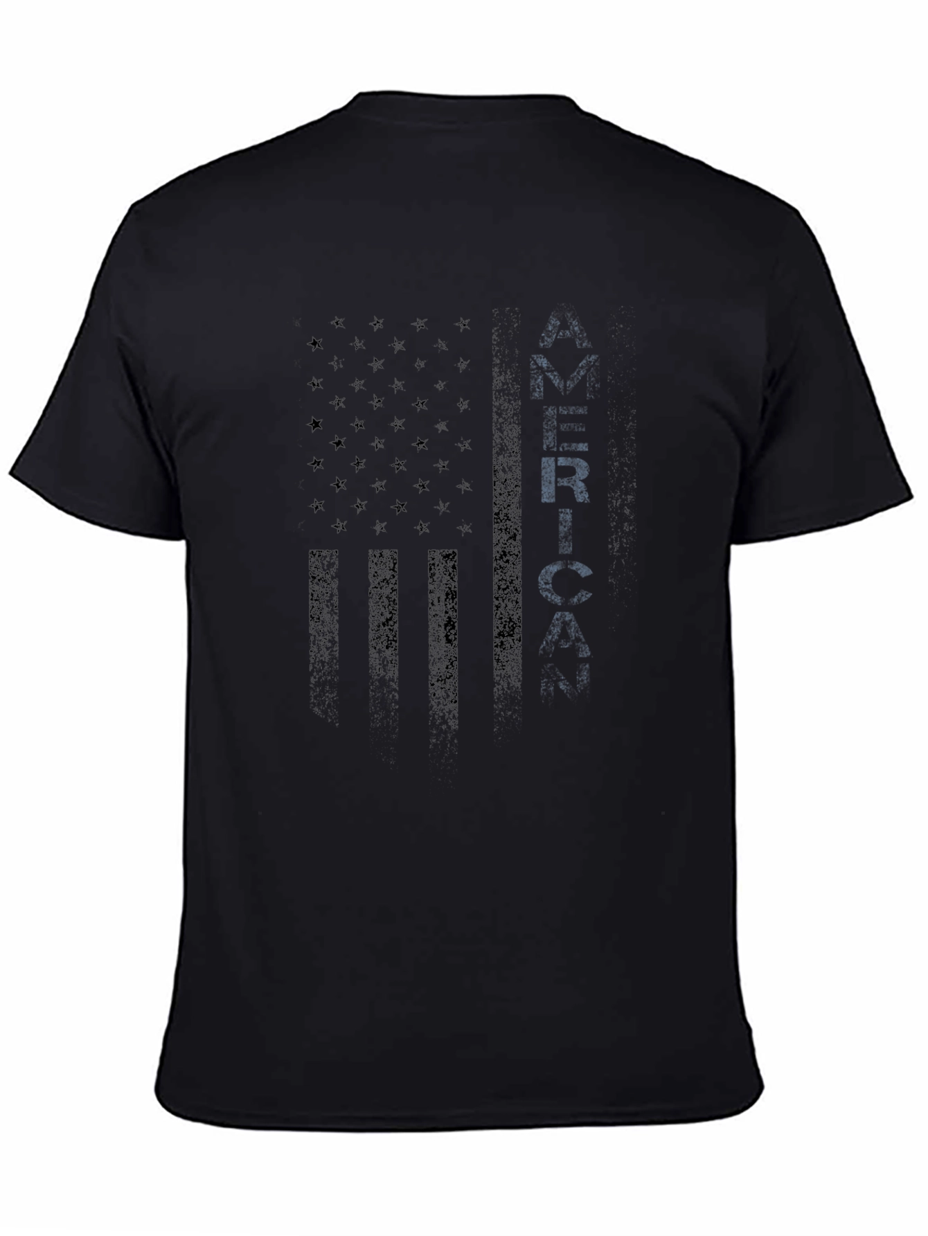 Black Men's Black American Flag Graphic T-Shirt view 4