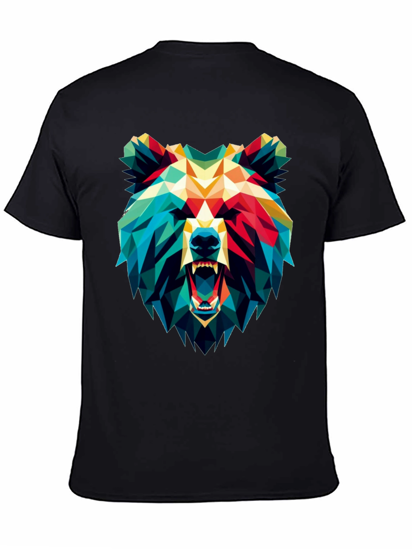 Black Geometric Bear Graphic Black T-Shirt view 4