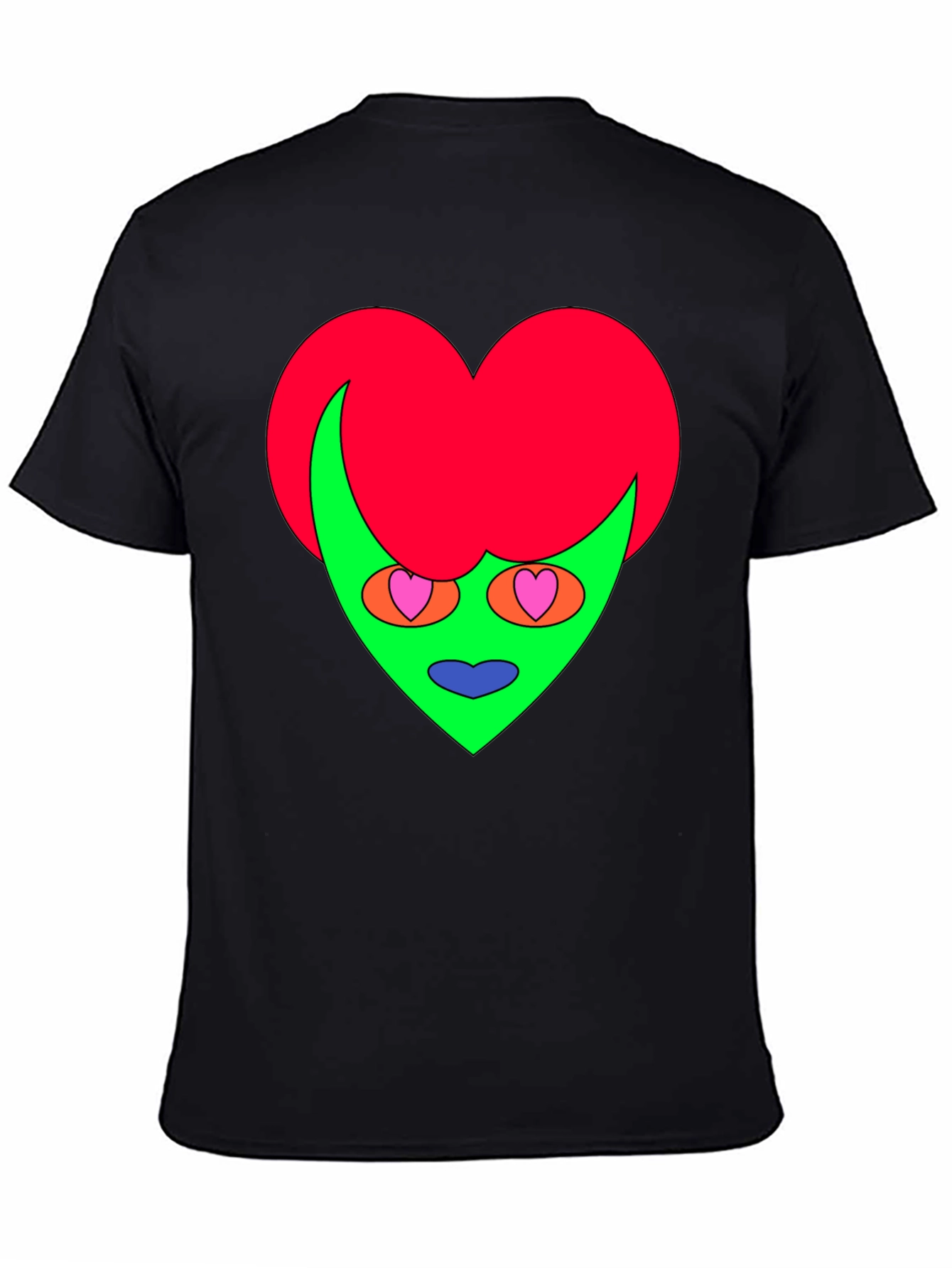 Black Funky Heart Alien Graphic Tee - Black view 4
