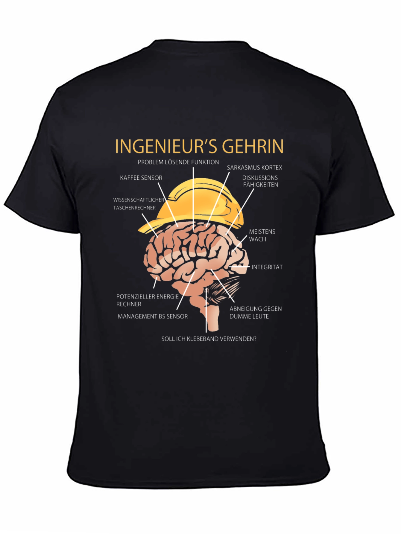 Black Engineer's Brain T-Shirt - Funny Sarcasm Tee view 4