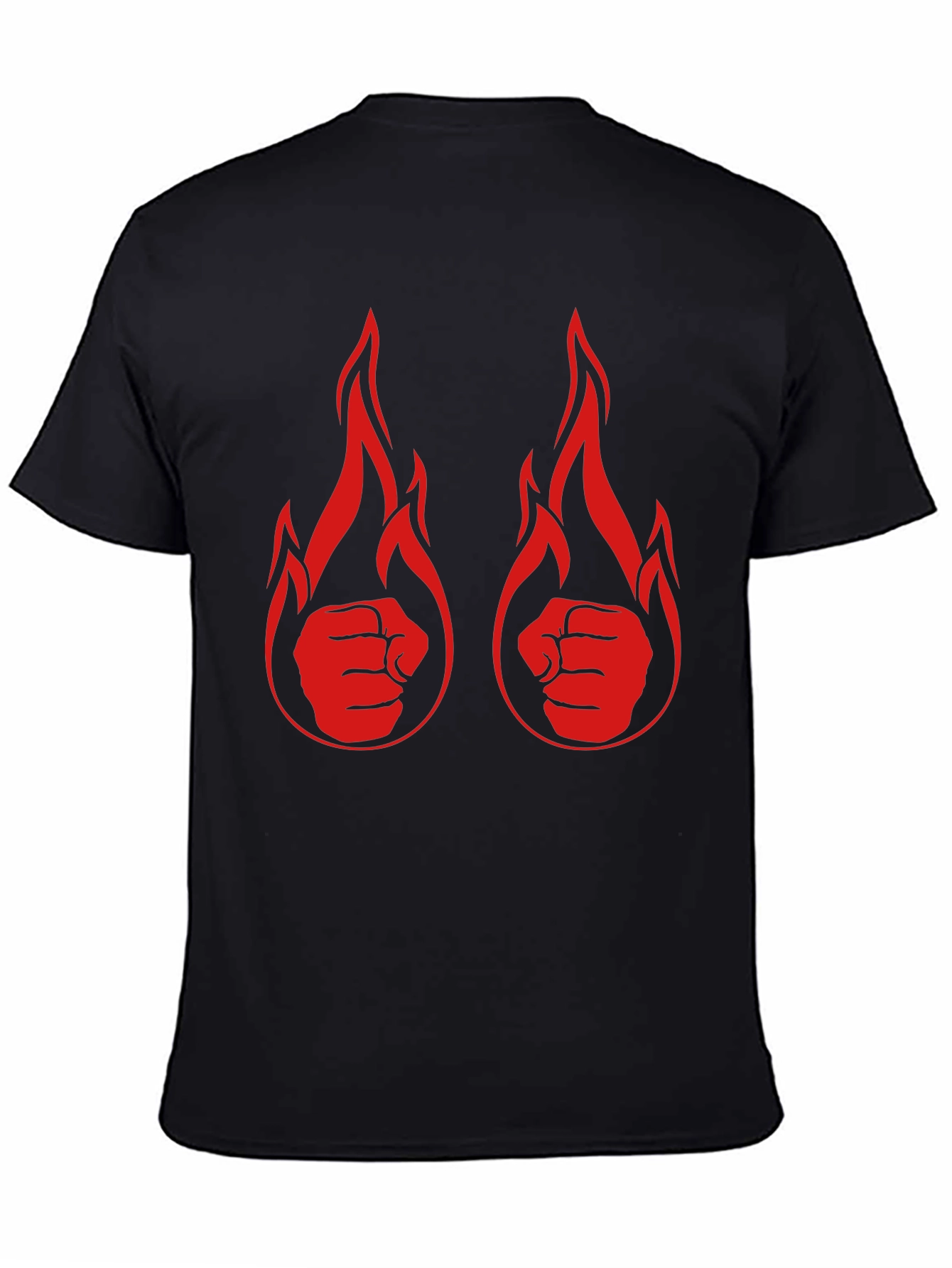 Black Fiery Fist Graphic Tee - Black Cotton T-Shirt view 4