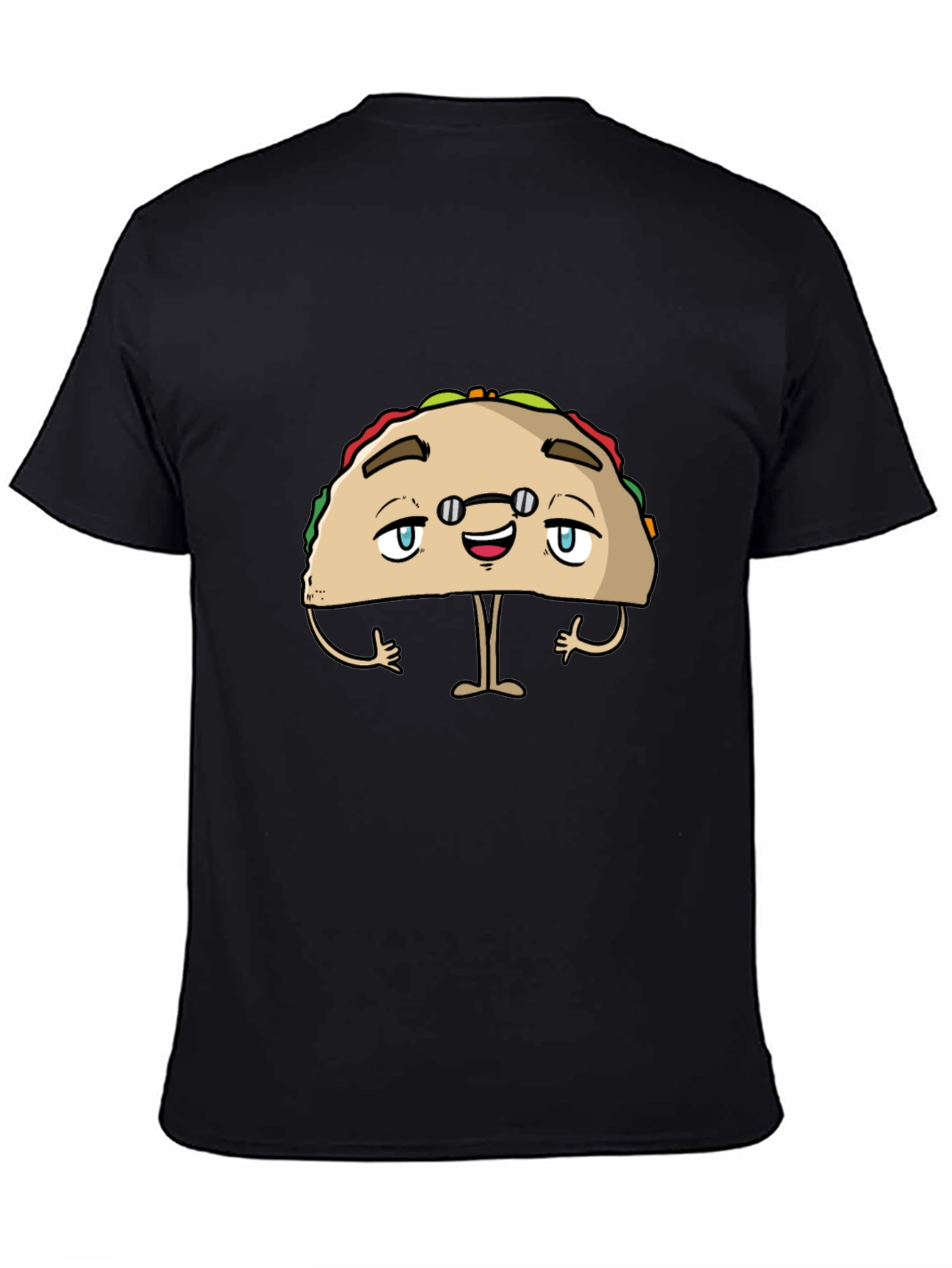 Black Funny Taco Character Black Graphic Tee view 4