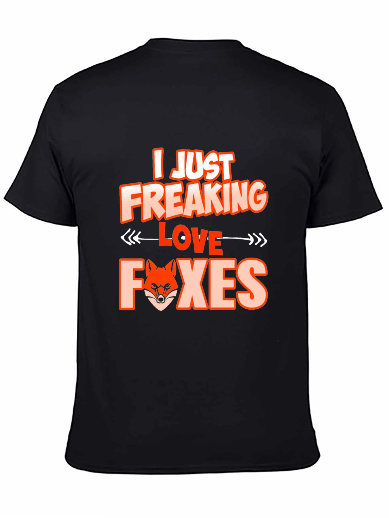 Black I Love Foxes Graphic Tee - Unique Fox Lover T-Shirt view 4