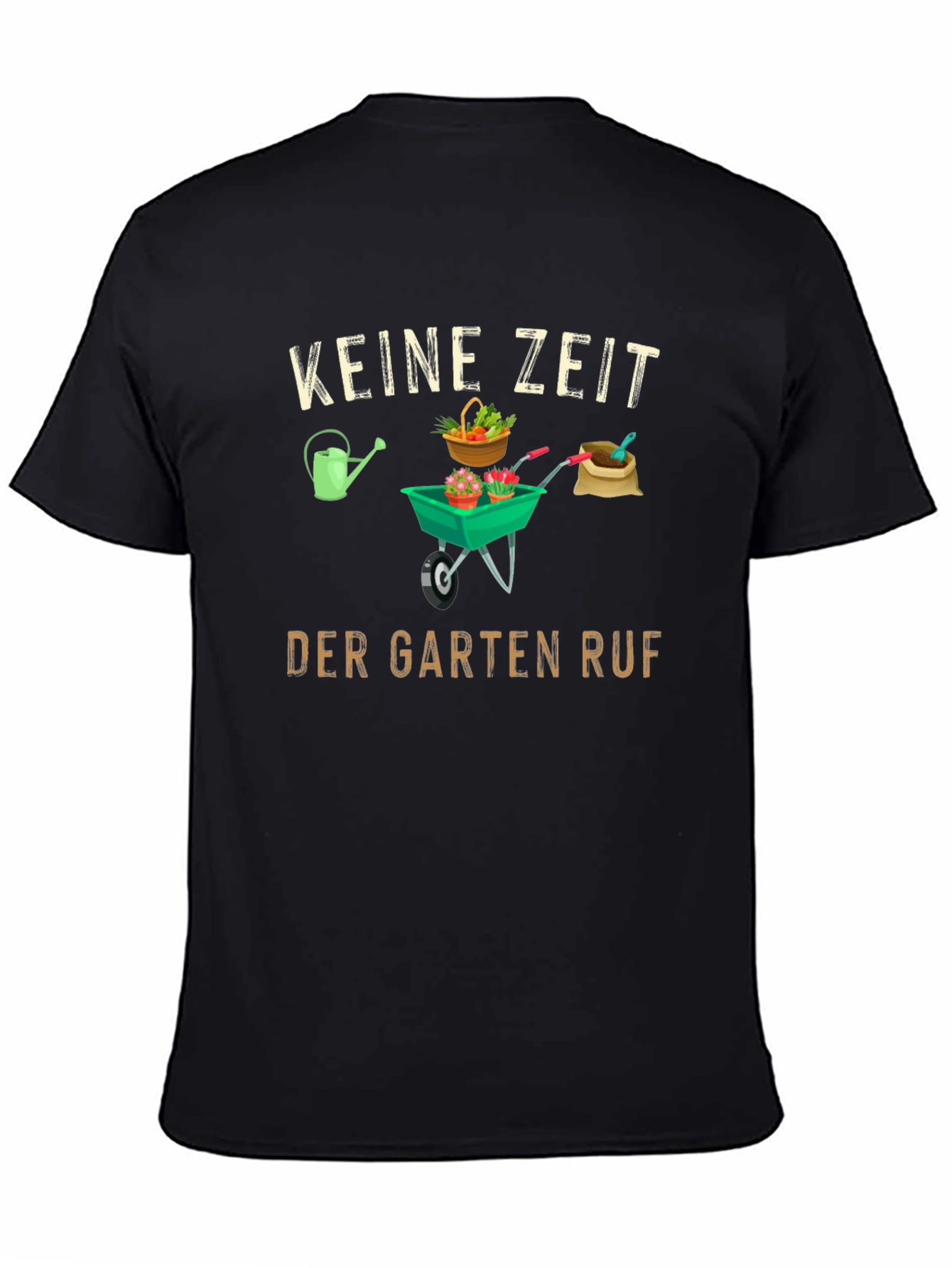 Black Gardening T-Shirt - KEINE ZEIT DER GARTEN RUF view 4