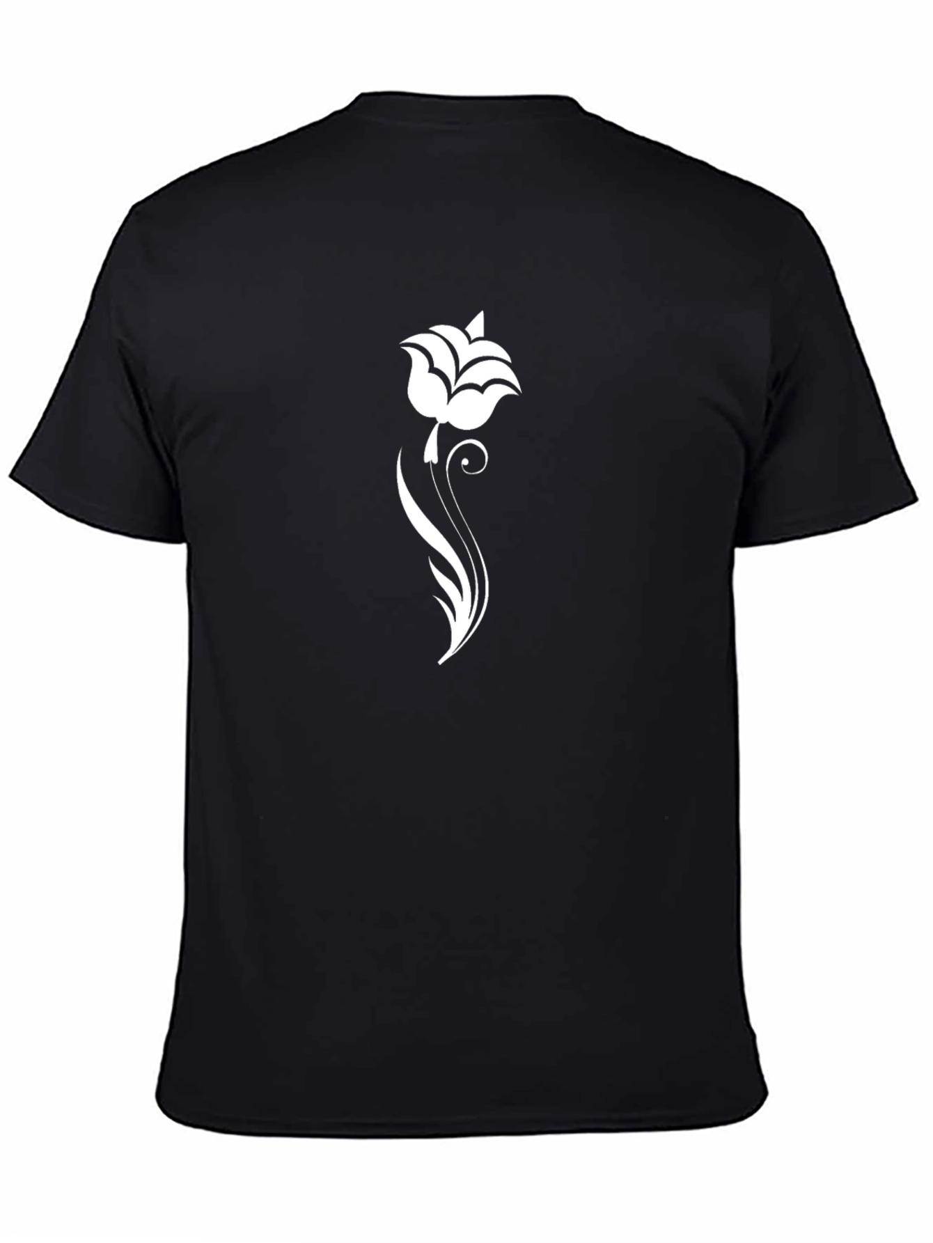 Black Black Tee with Floral Design view 4