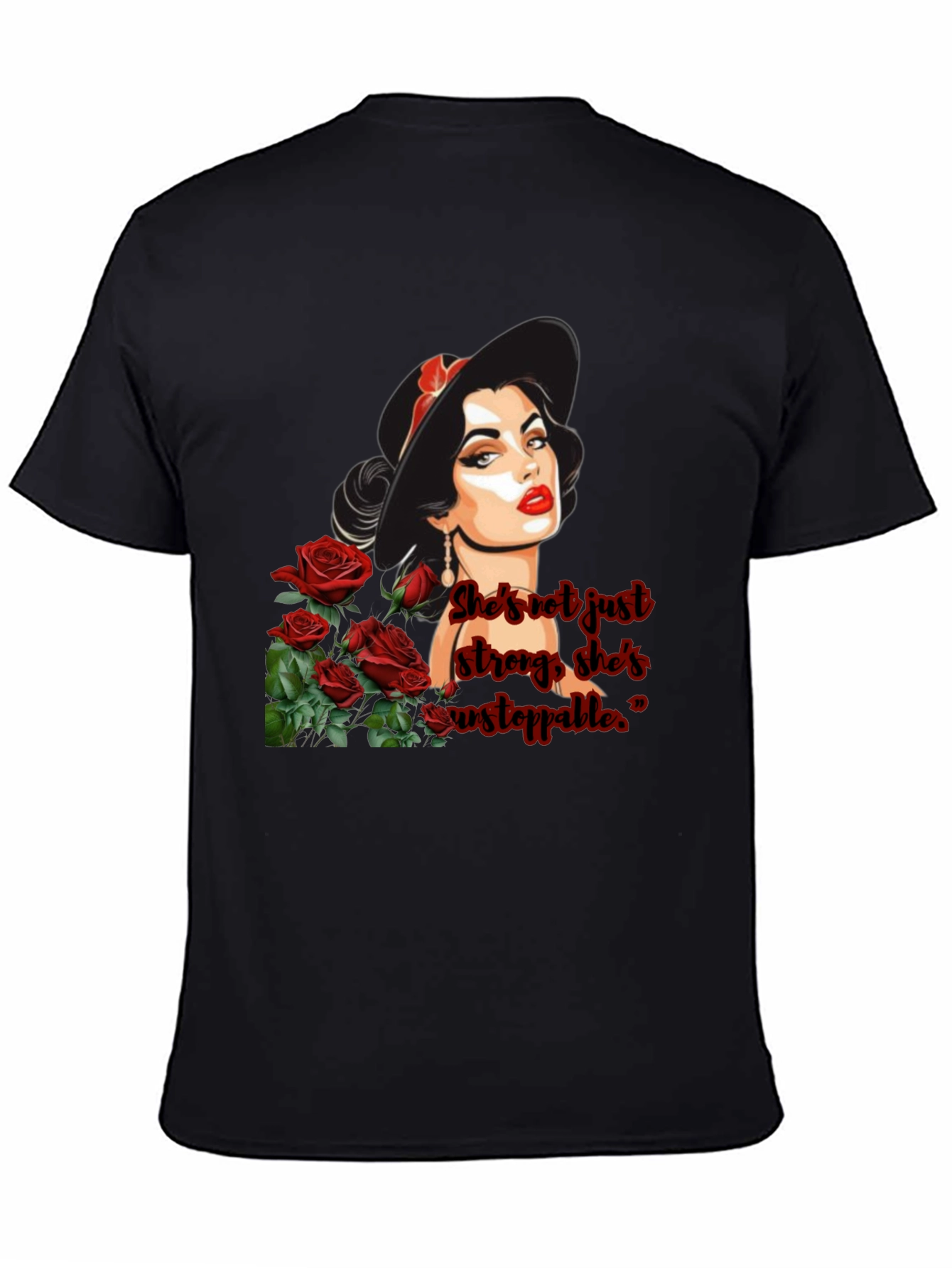 Black Woman & Roses Graphic Tee view 4