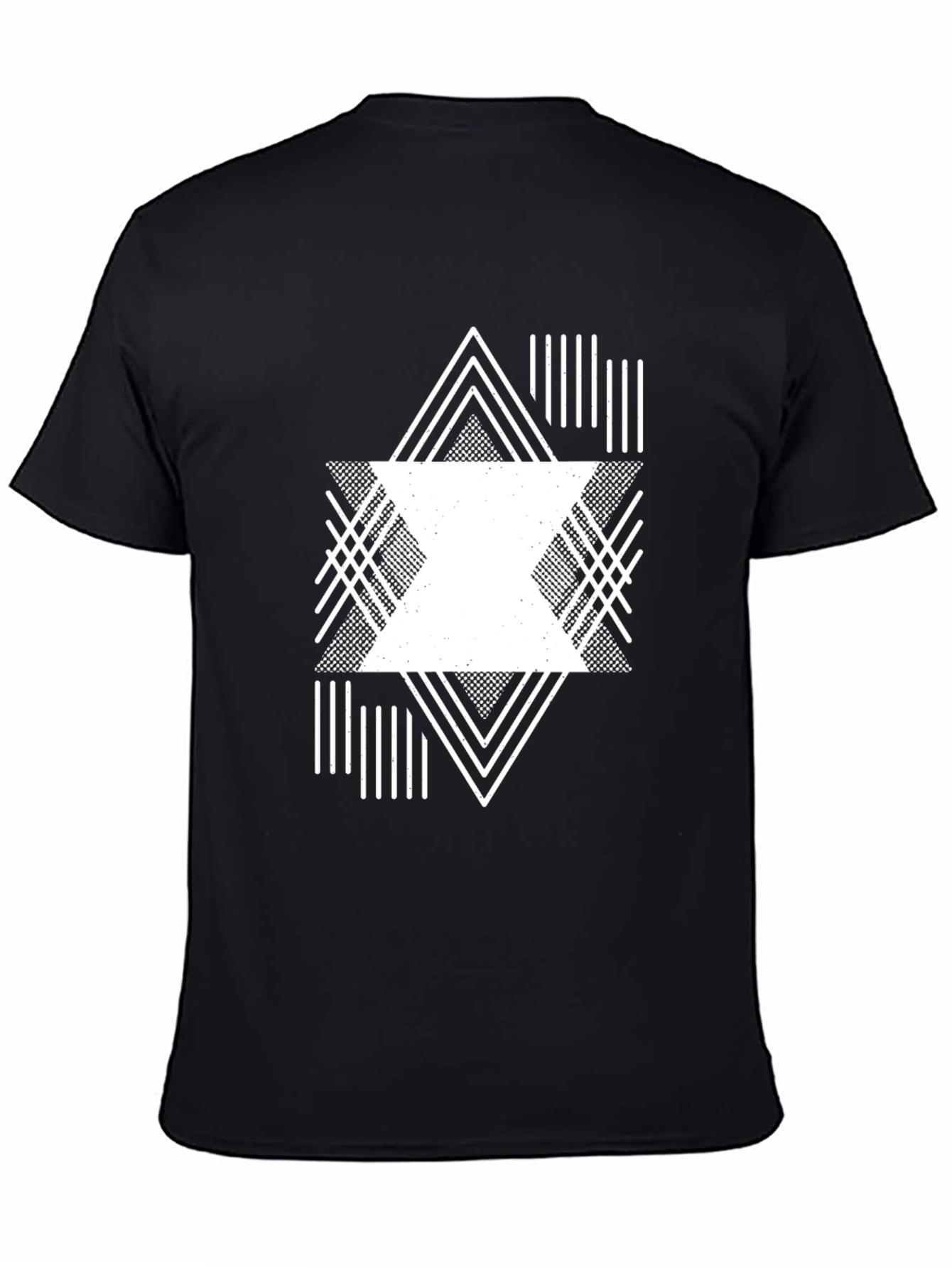 Black Geometric Graphic Print Black Tee view 4