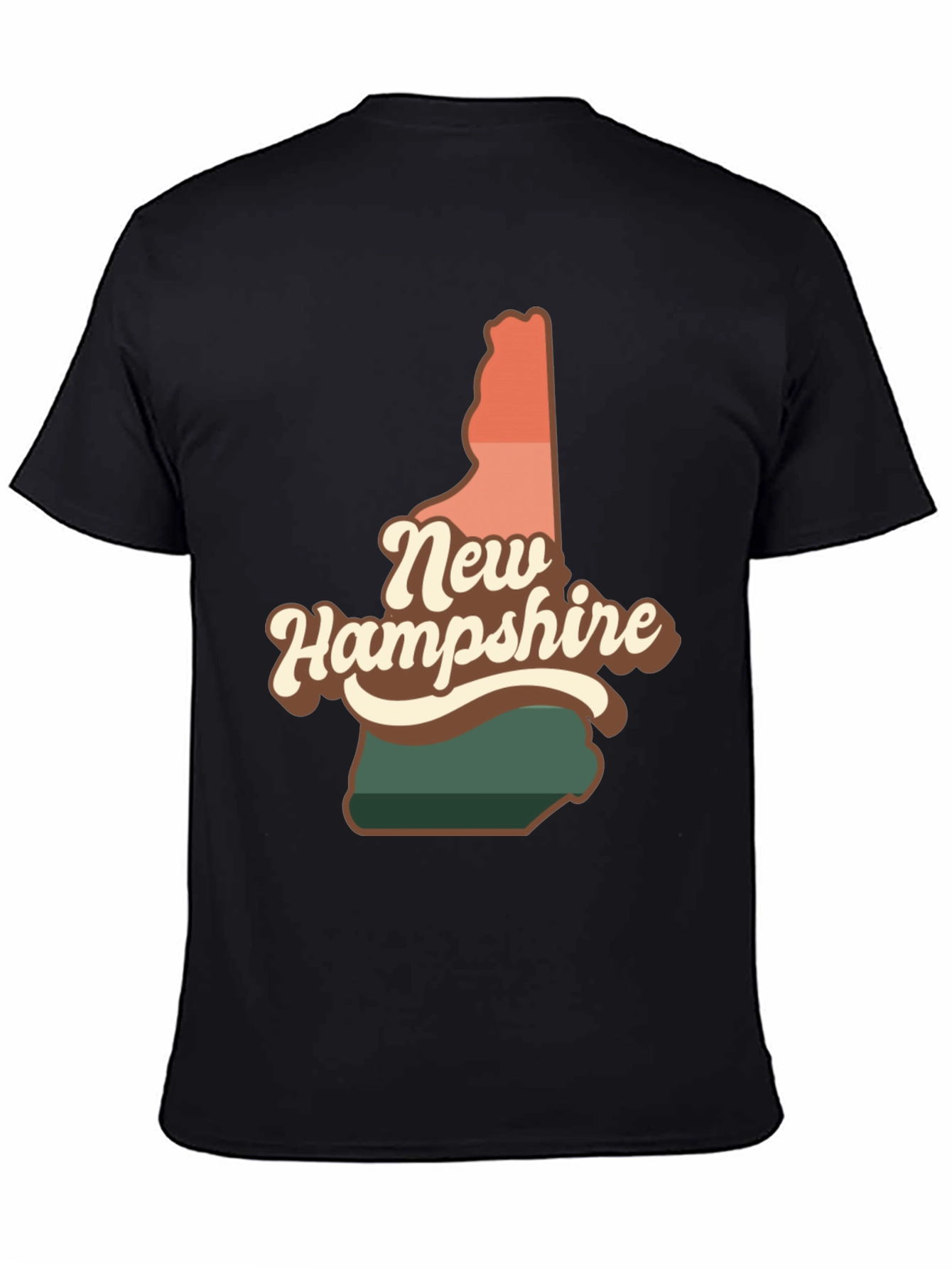 Black Retro New Hampshire State T-Shirt view 4