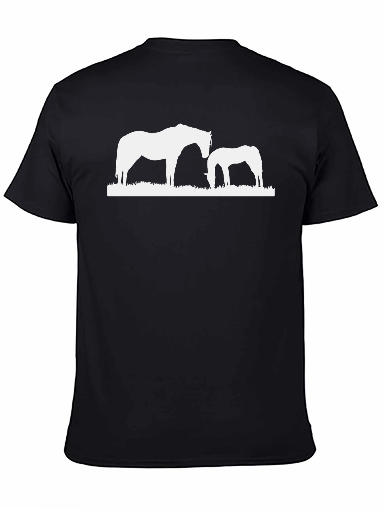 Black Horse Silhouette Graphic Tee - Casual Black T-Shirt view 4