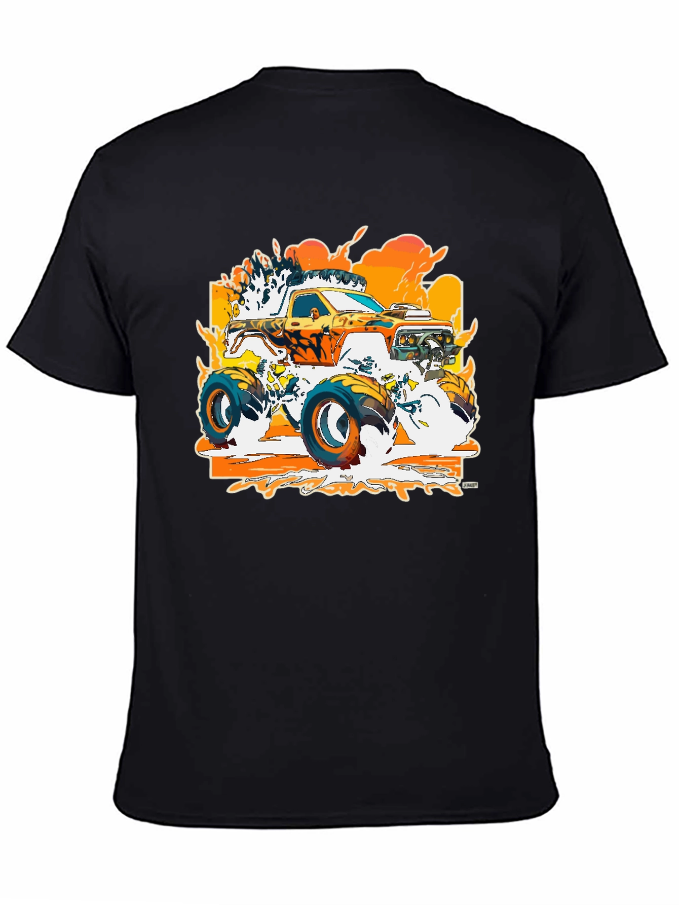 Black Monster Truck Graphic Black T-Shirt view 4