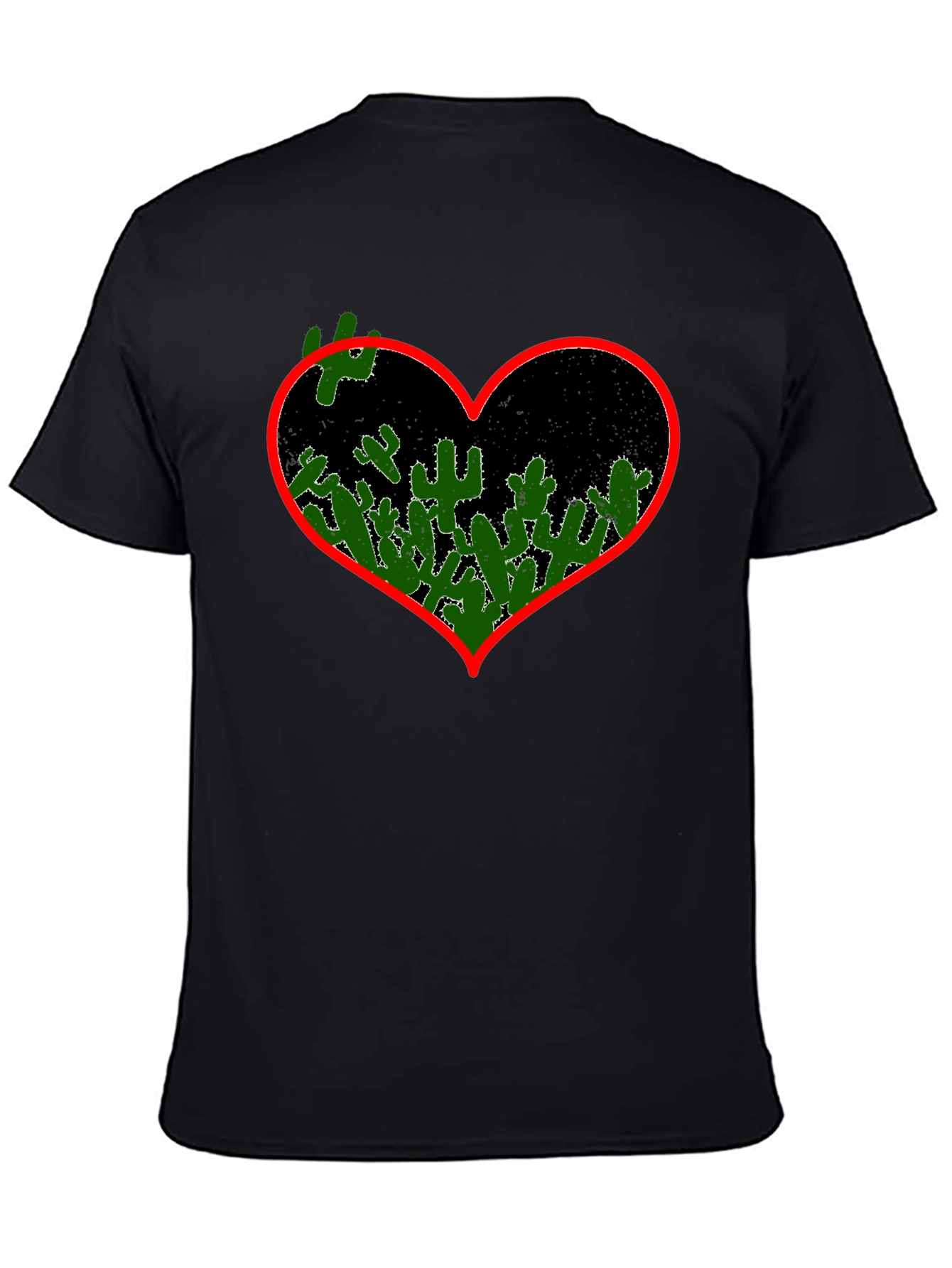 Black Cactus Heart Graphic Tee - Black view 4