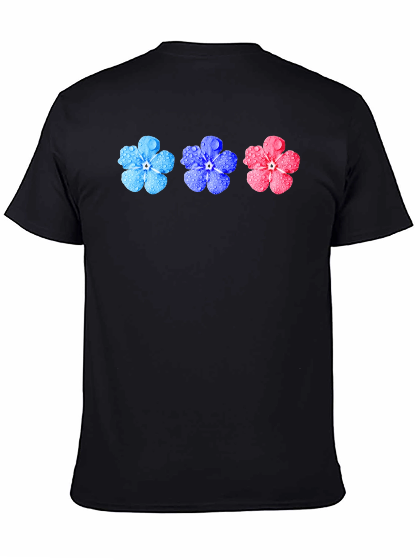 Black Floral T-Shirt - Forget-Me-Not Design view 4