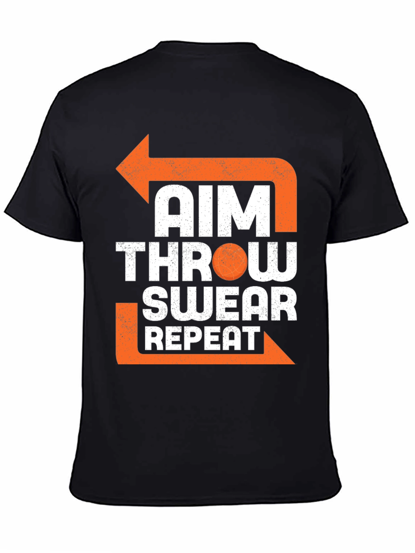 Black Aim Throw Swear Repeat Funny T-Shirt view 4