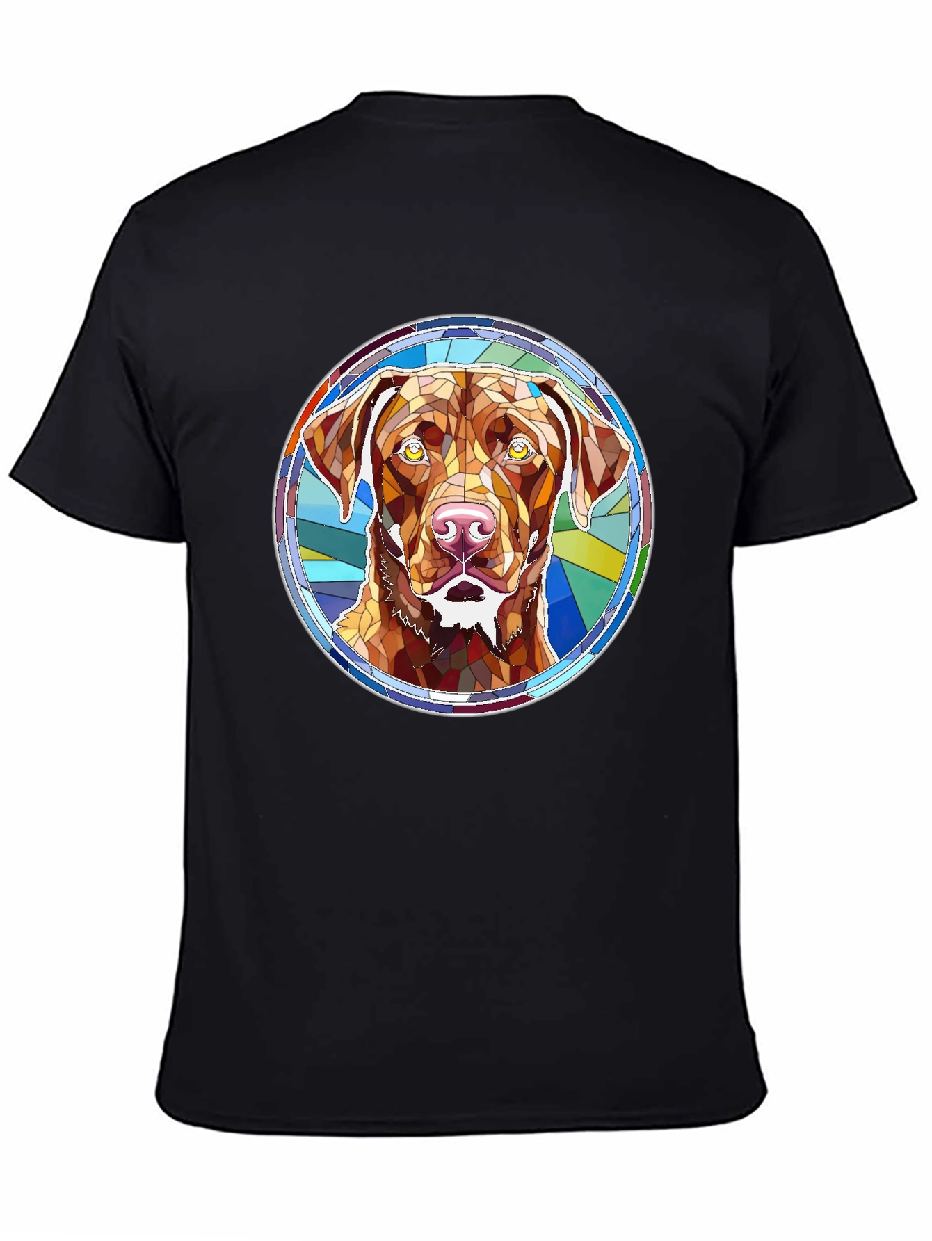 Black Dog Breed Stained Glass Style Graphic Tee view 4