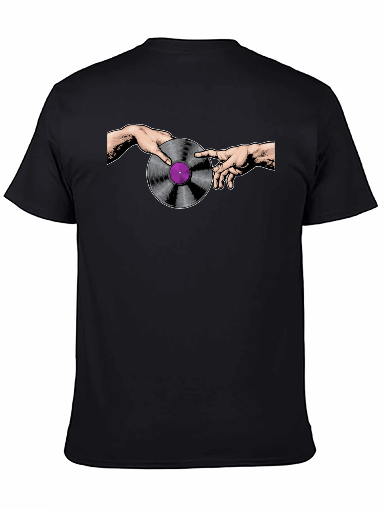 Black Creation of Vinyl Record Black T-Shirt view 4