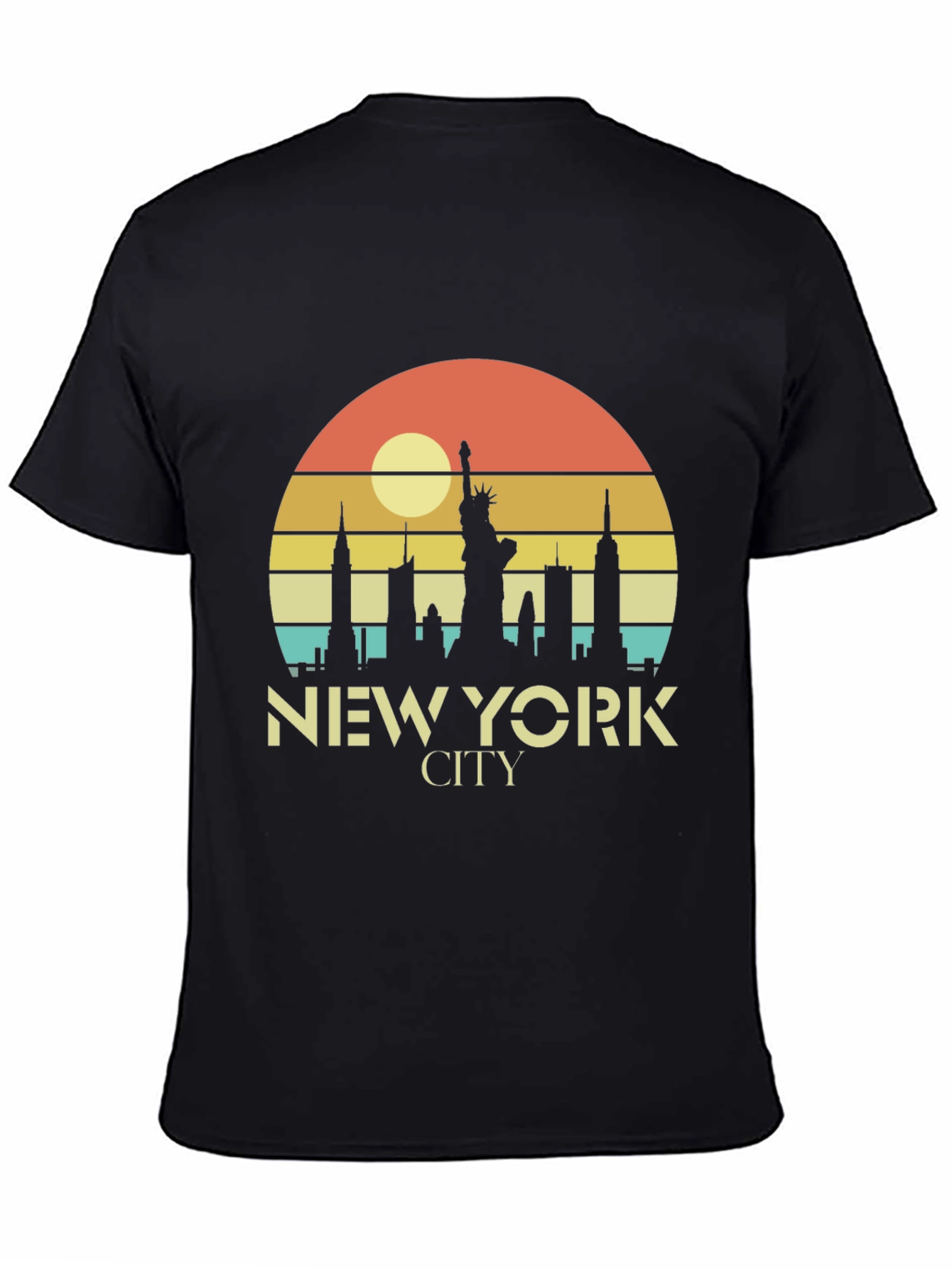 Black New York City Retro Style T-Shirt view 4