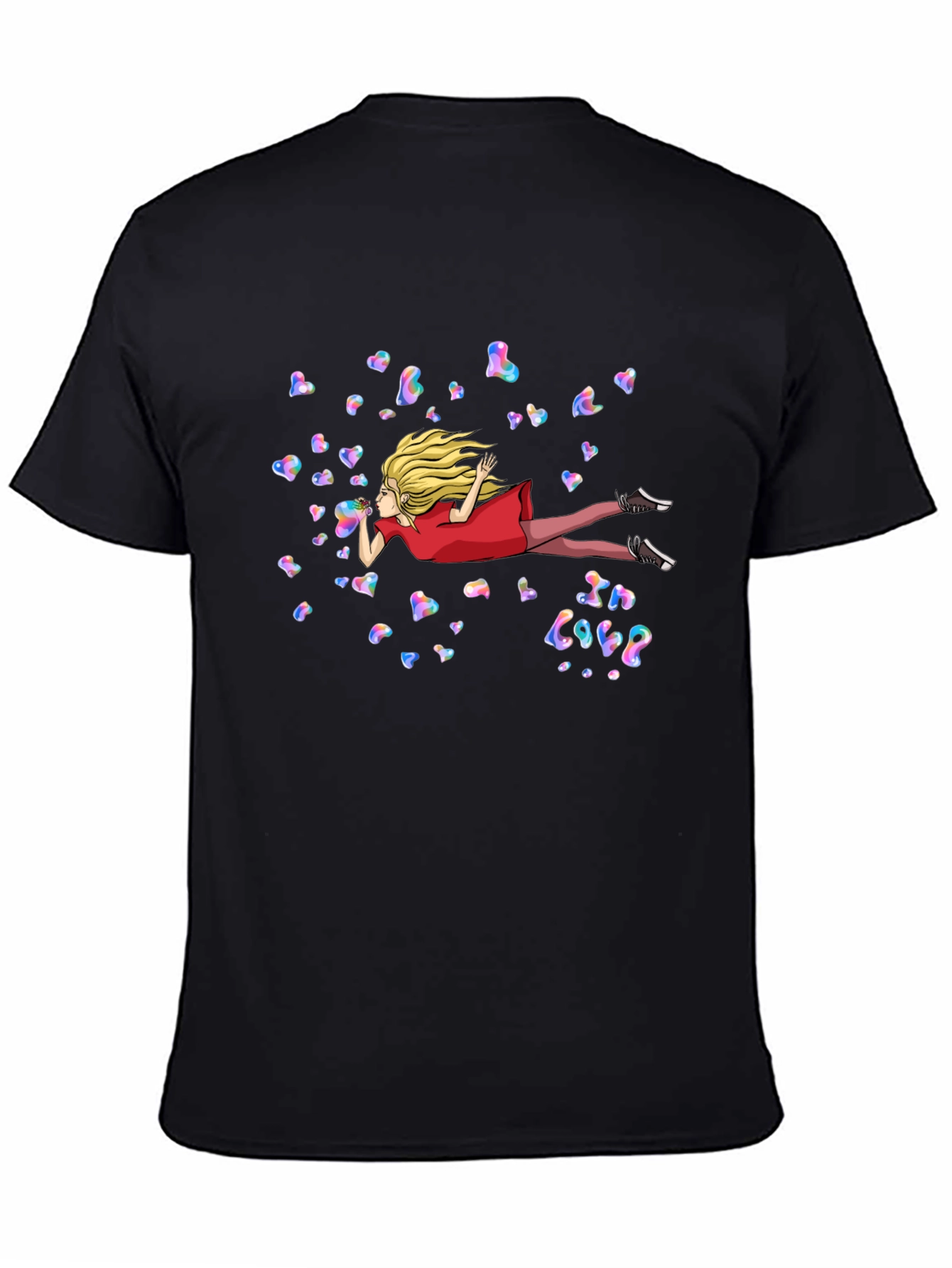 Black Whimsical 'In Love' Heart Bubble T-Shirt view 4