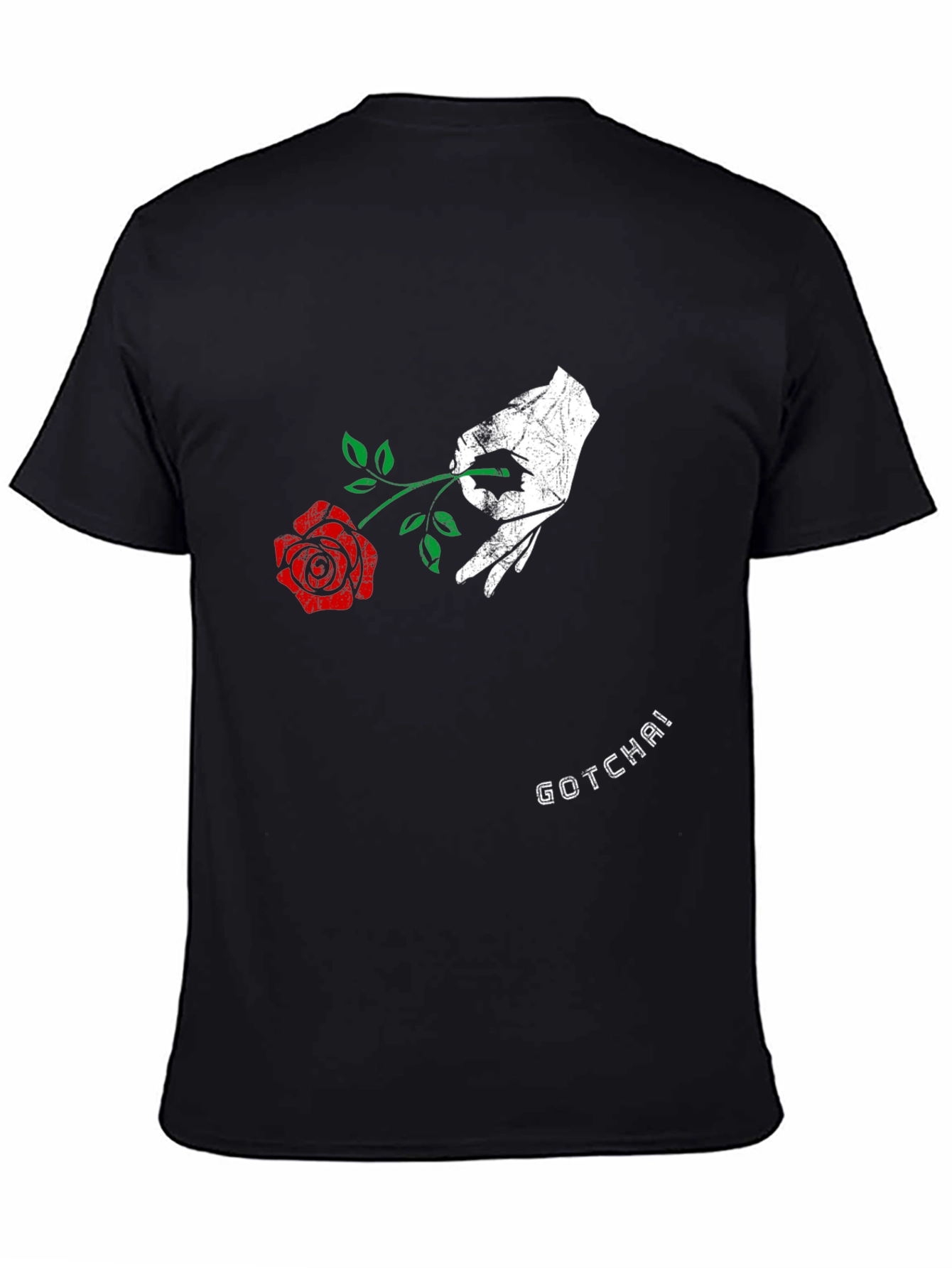 Black Gotcha Rose Graphic Tee - Men's Black Cotton T-Shirt view 4