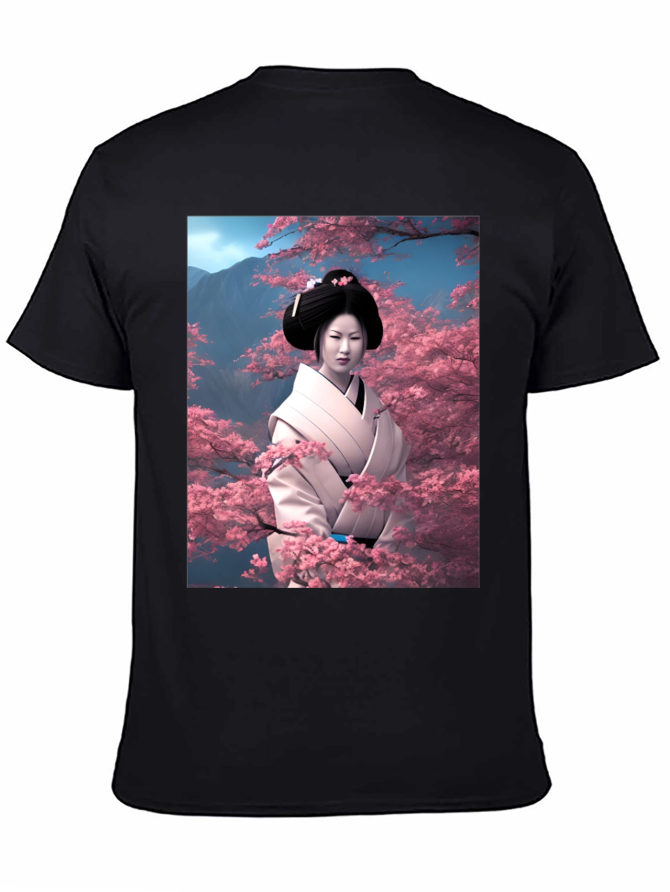 Black Geisha Cherry Blossom T-Shirt view 4