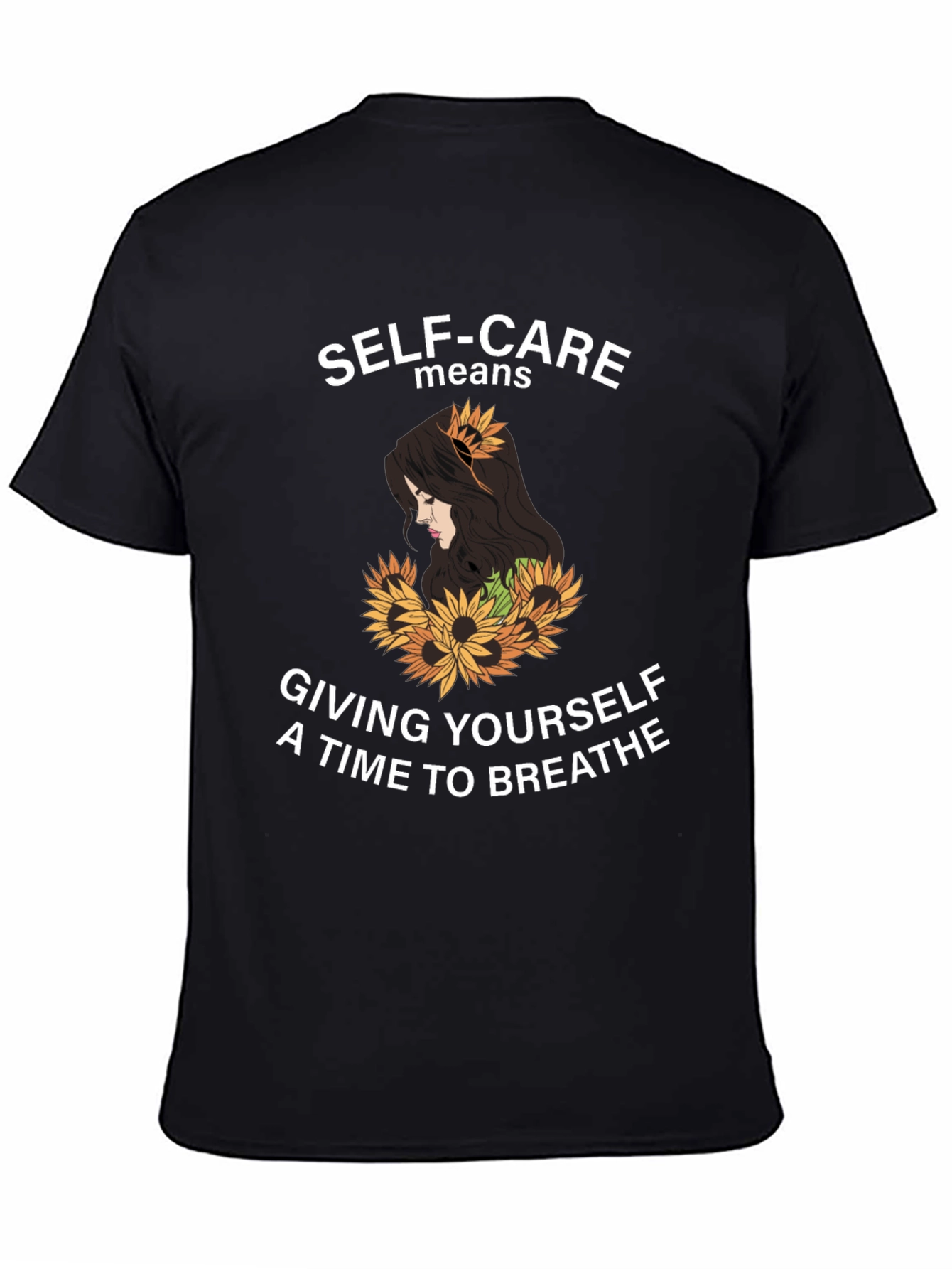 Black Self-Care Sunflower Graphic Tee - Black view 4