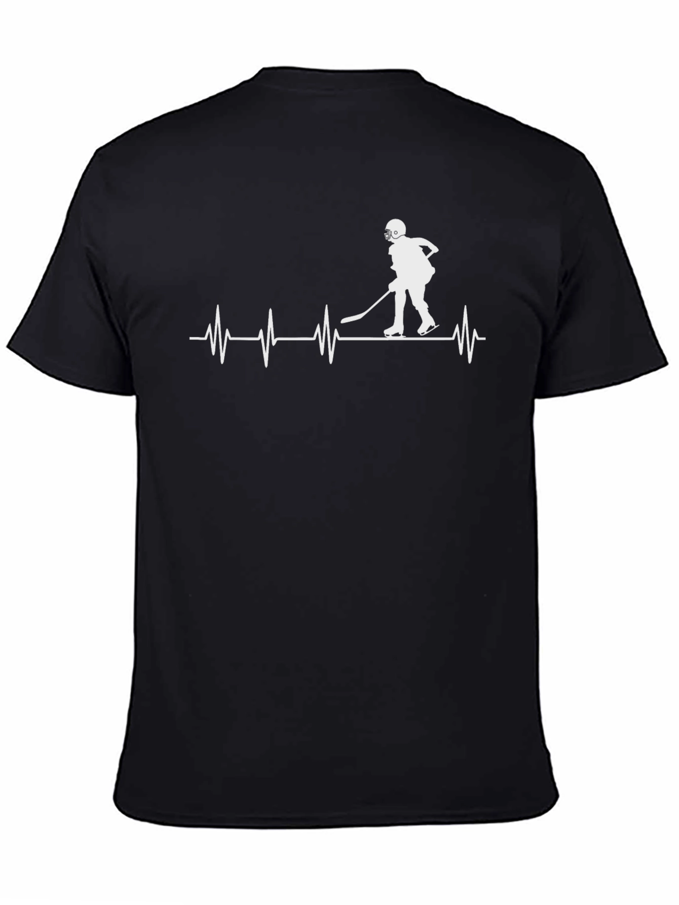 Black Hockey Heartbeat T-Shirt - Black view 4