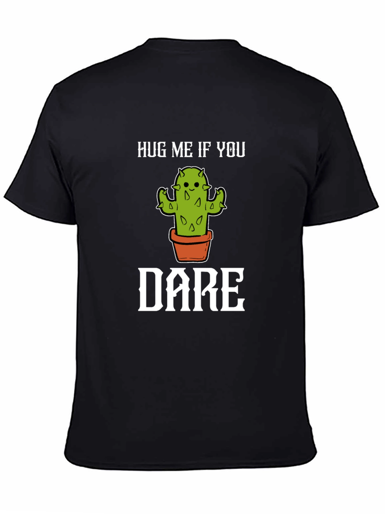 Black Hug Me If You Dare Cactus Graphic Tee view 4