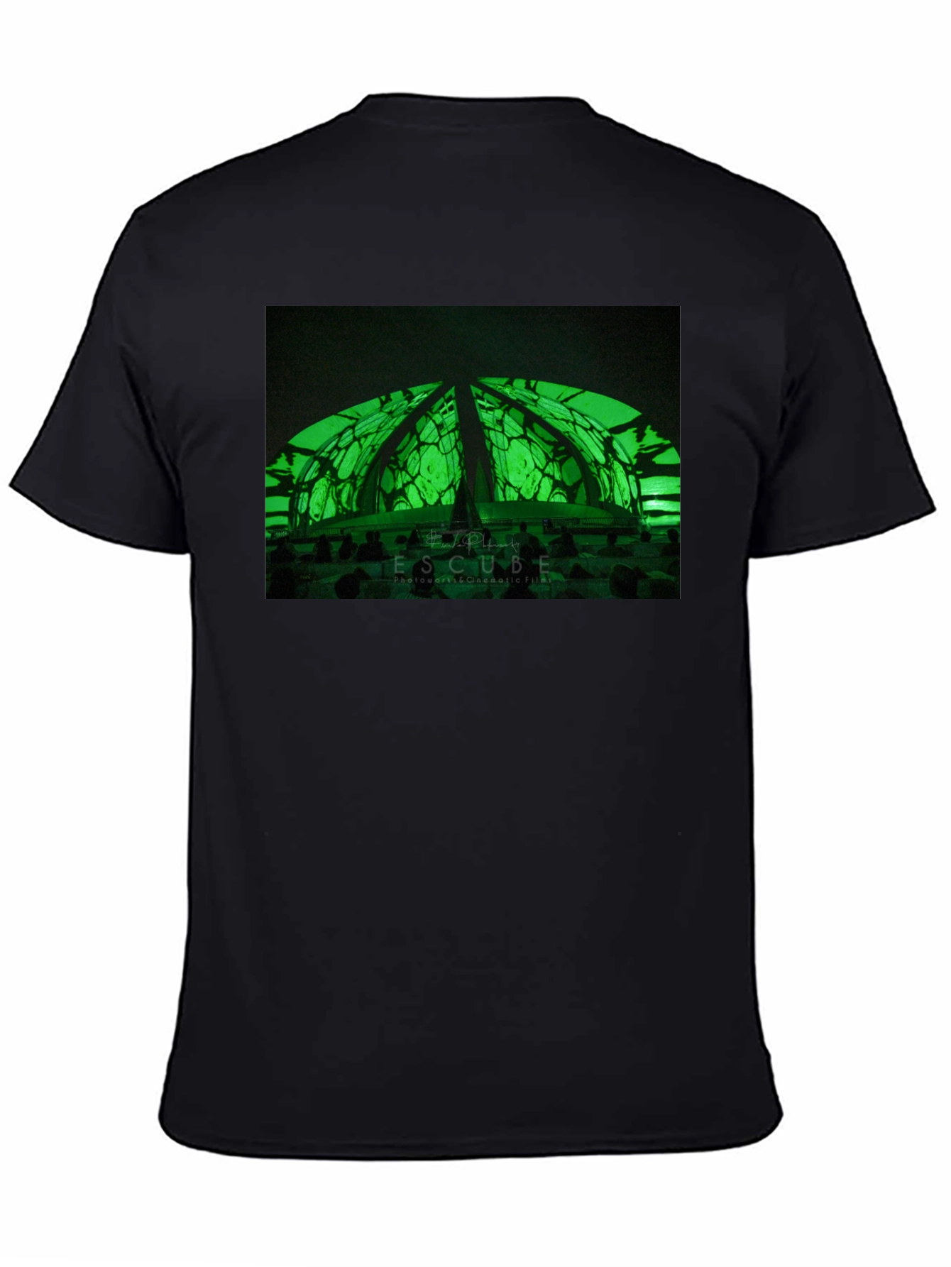Black Futuristic Green Dome T-Shirt - Stylish & Unique Design view 4