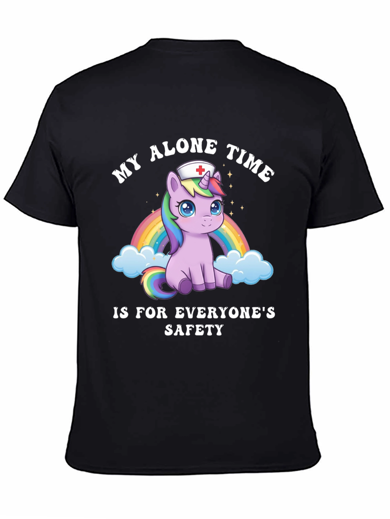 Black Unicorn Nurse T-Shirt - My Alone Time Safety Tee view 4