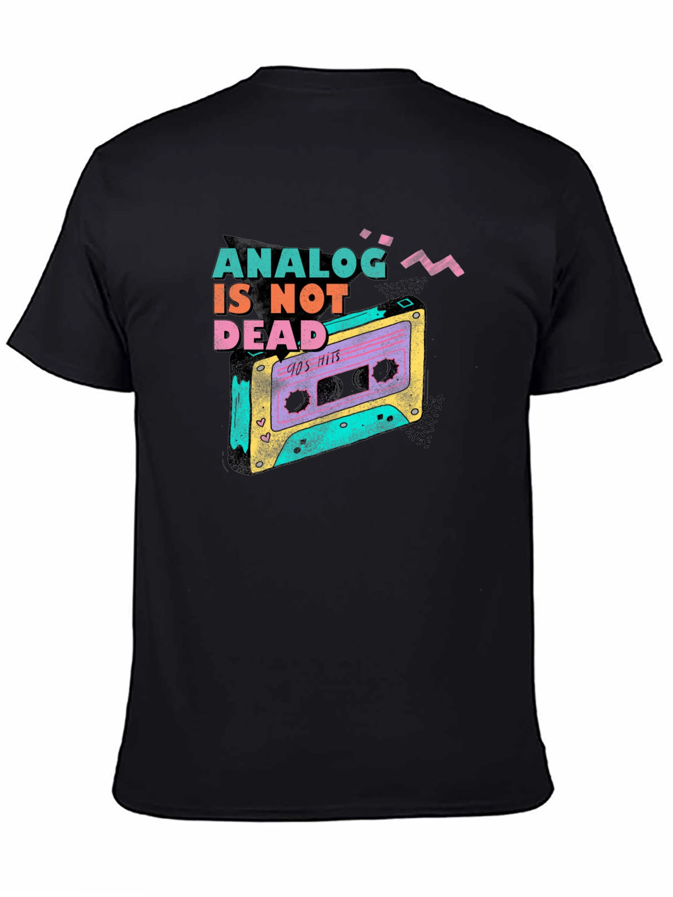 Black Analog is Not Dead T-Shirt: Retro 90s Cassette Tape Design view 4