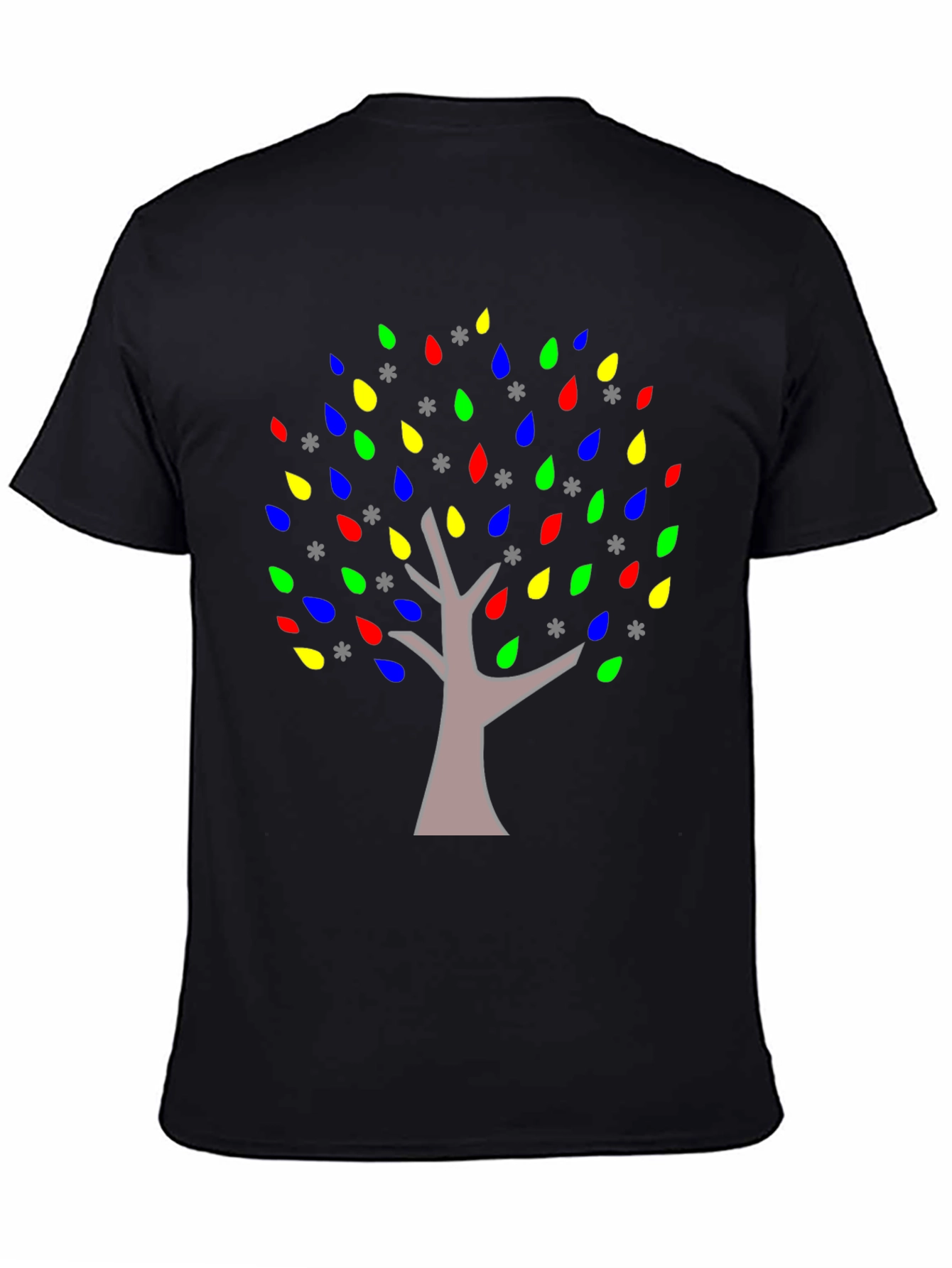 Black Colorful Tree Graphic Black T-Shirt view 4