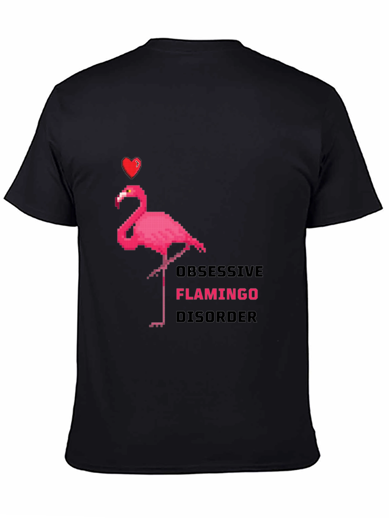 Black Obsessive Flamingo Disorder Graphic T-Shirt view 4