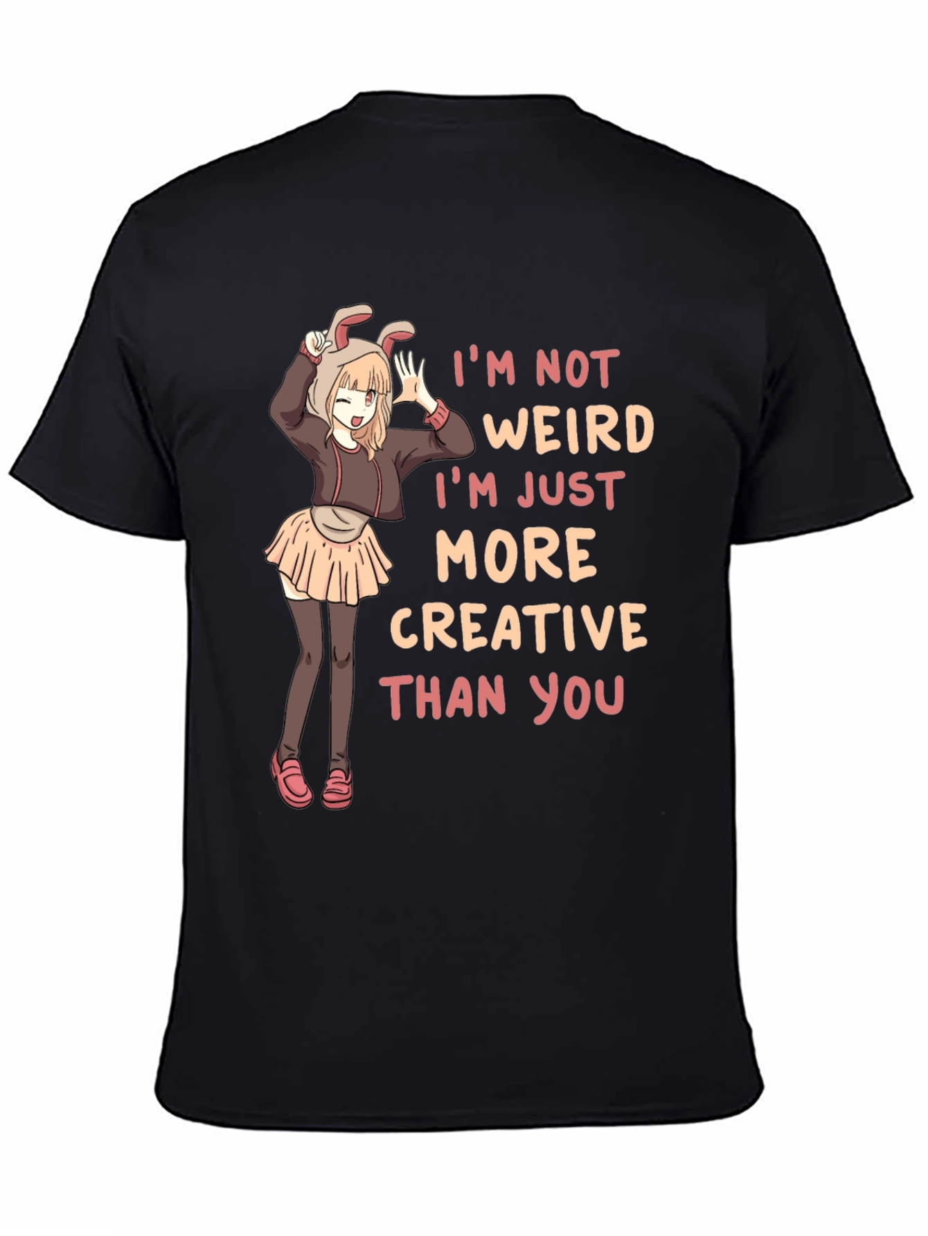 Black I'm Not Weird Creative Black T-Shirt view 4