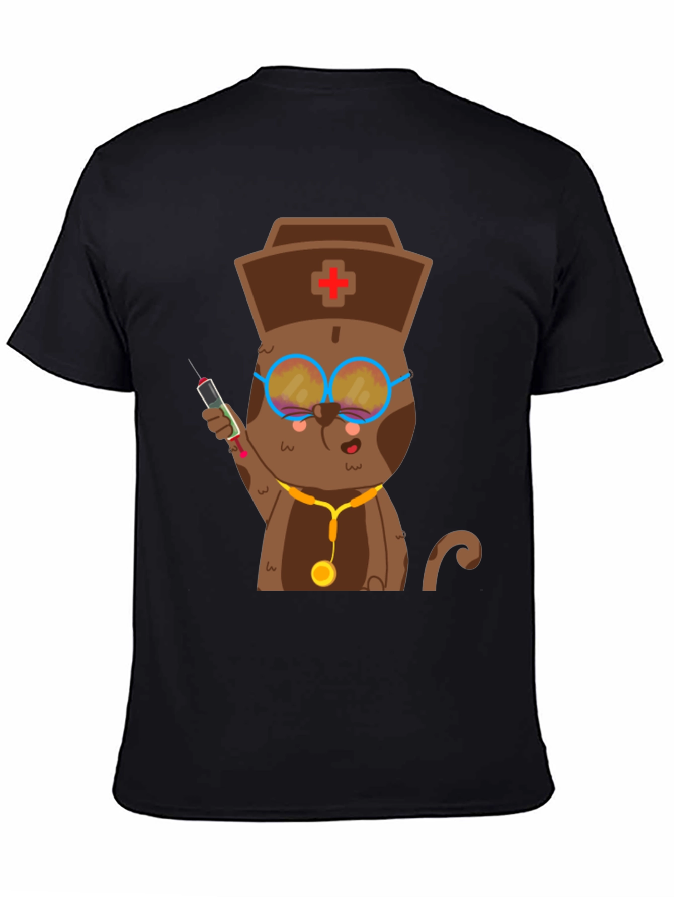 Black Cat Nurse T-Shirt - Funny Animal Tee view 4