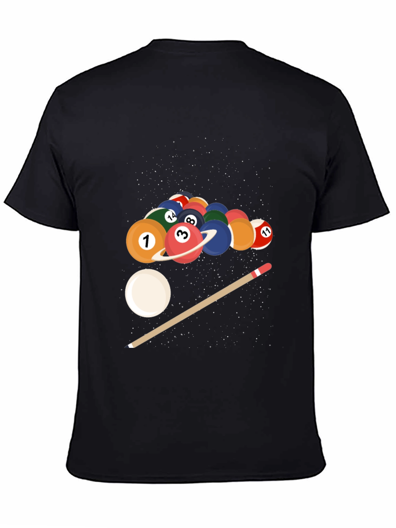 Black Cosmic Pool Ball Graphic Tee - Black view 4