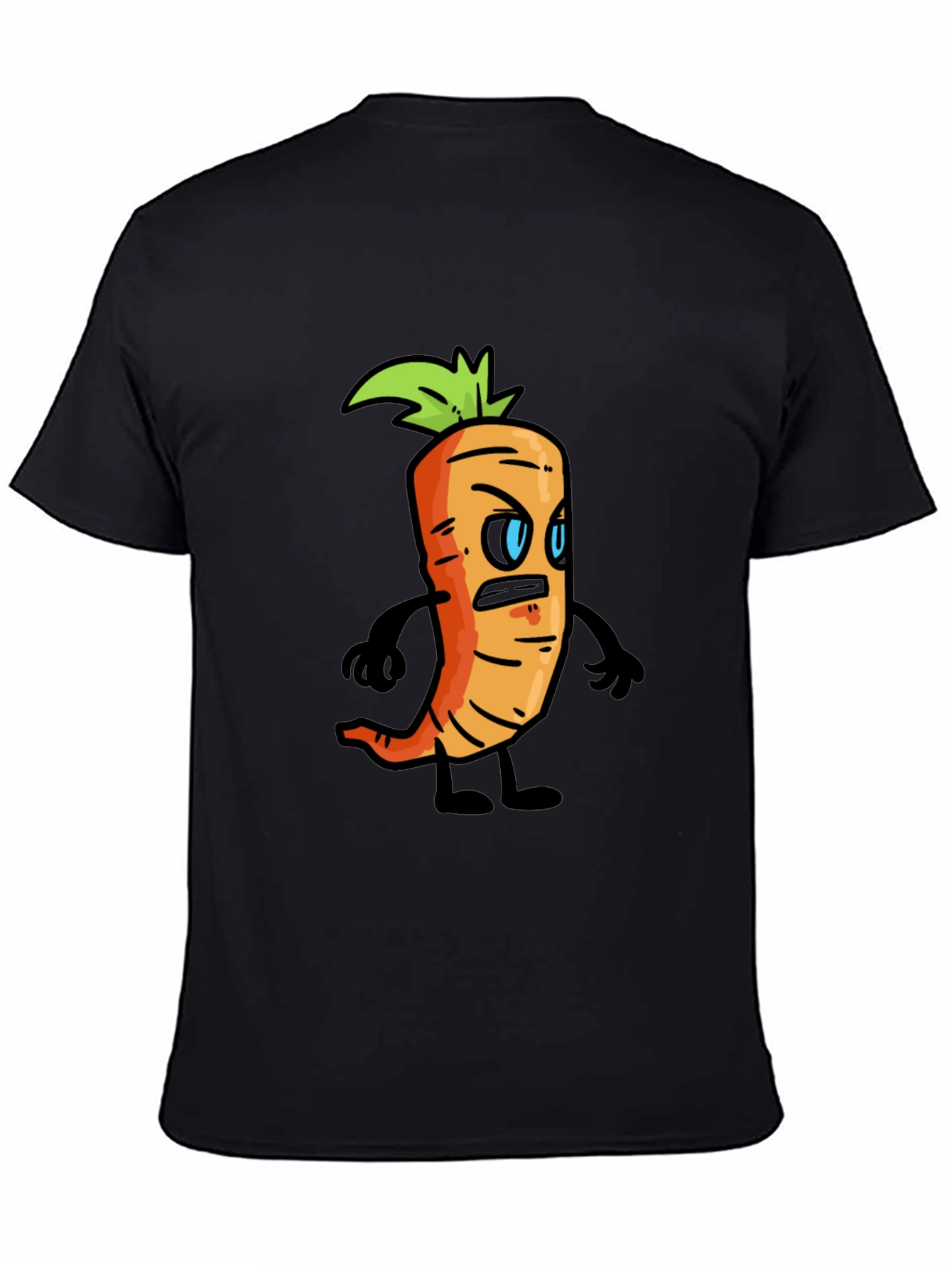 Black Angry Carrot Cartoon Black T-Shirt view 4