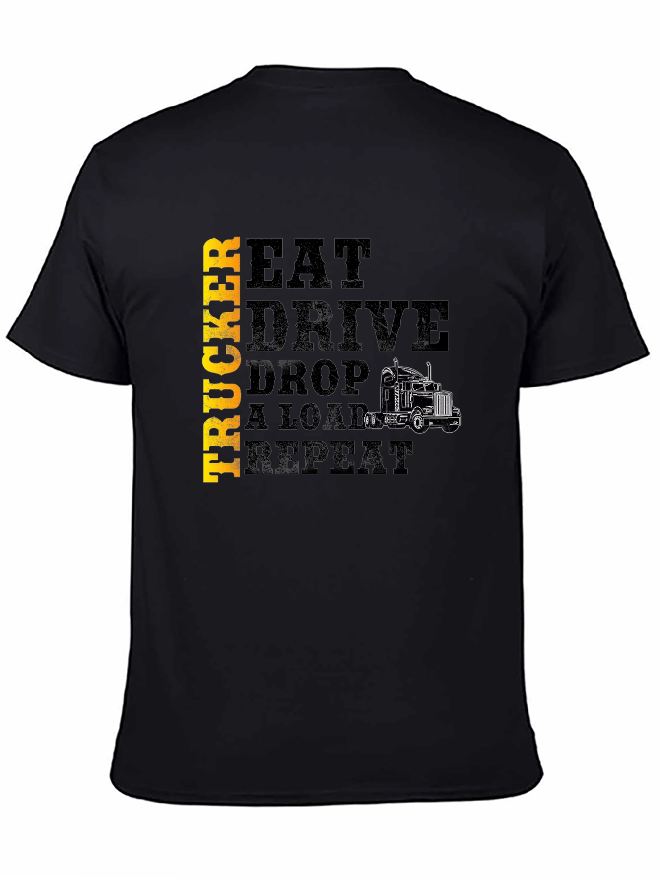 Black Trucker Eat Drive Drop a Load T-Shirt view 4