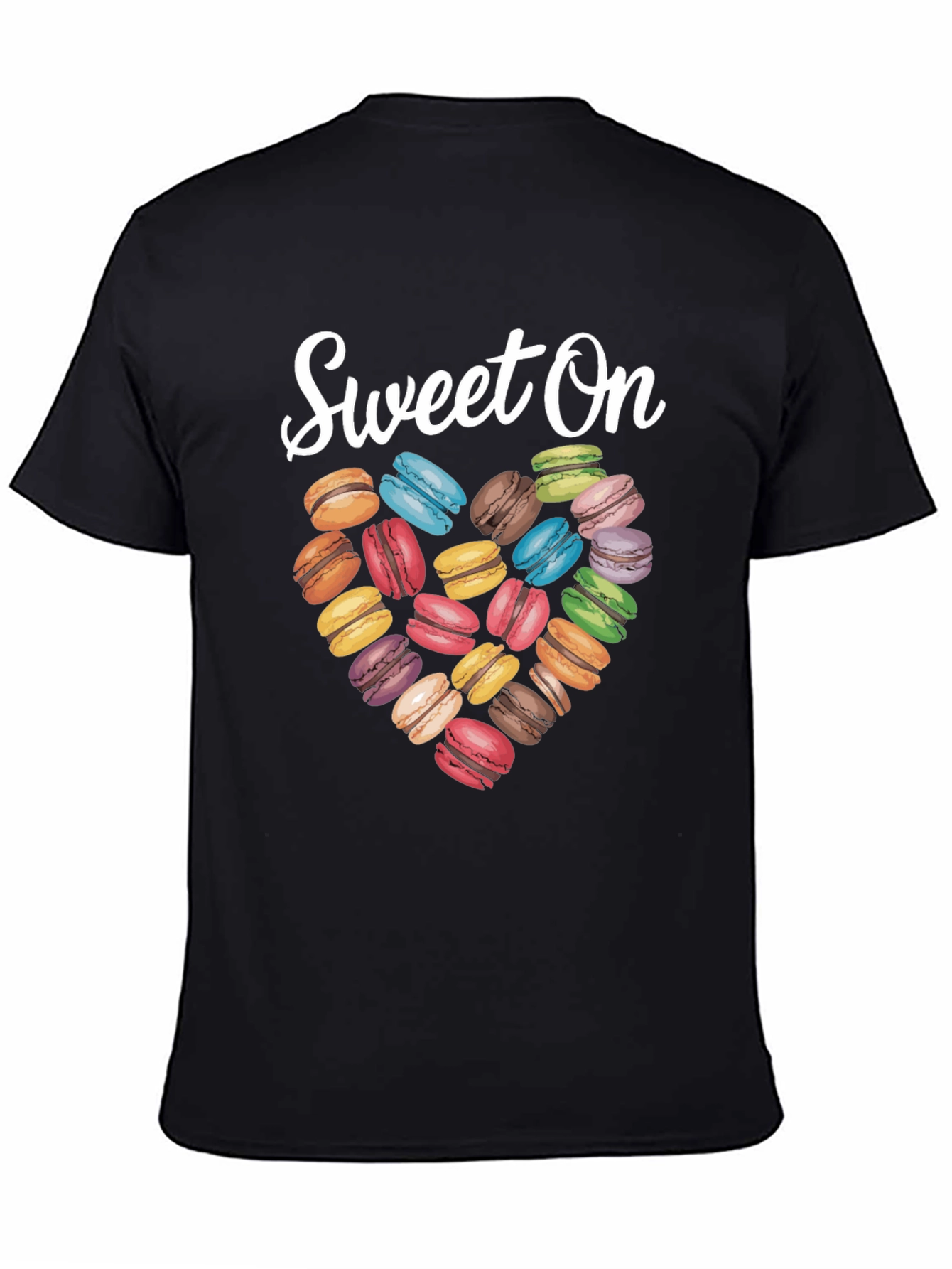 Black Sweet On Macarons T-Shirt, Heart Design view 4