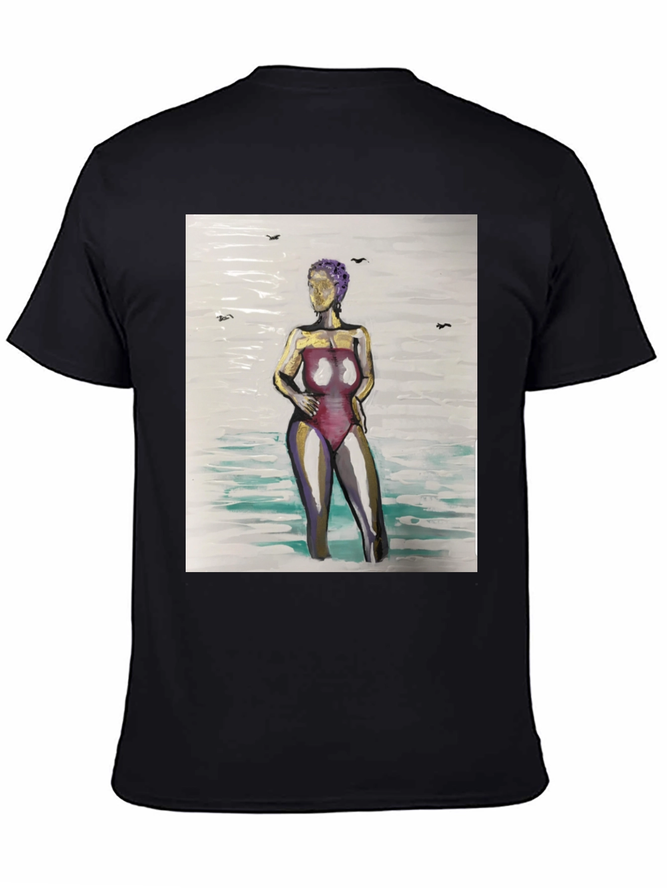 Black Unique Woman in Water Graphic Tee - Black view 4