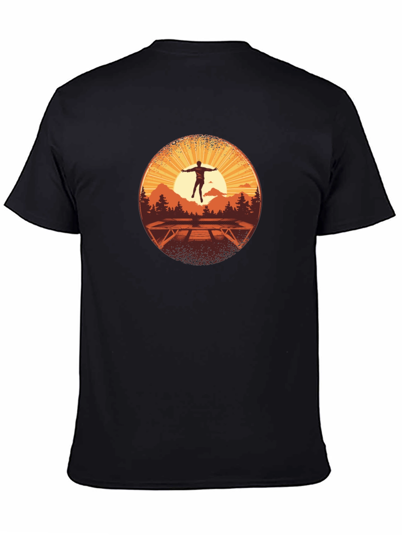 Black Sunrise Trampoline T-Shirt - Nature Scene view 4