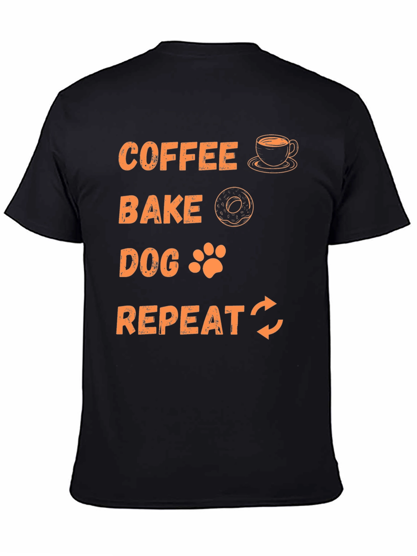 Black Coffee Bake Dog Repeat Graphic Tee view 4