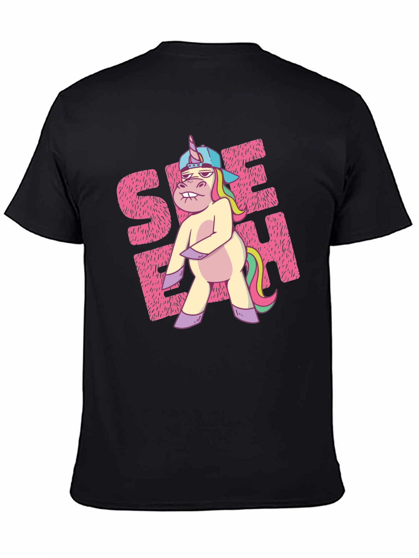 Black Funny Unicorn Graphic T-Shirt view 4