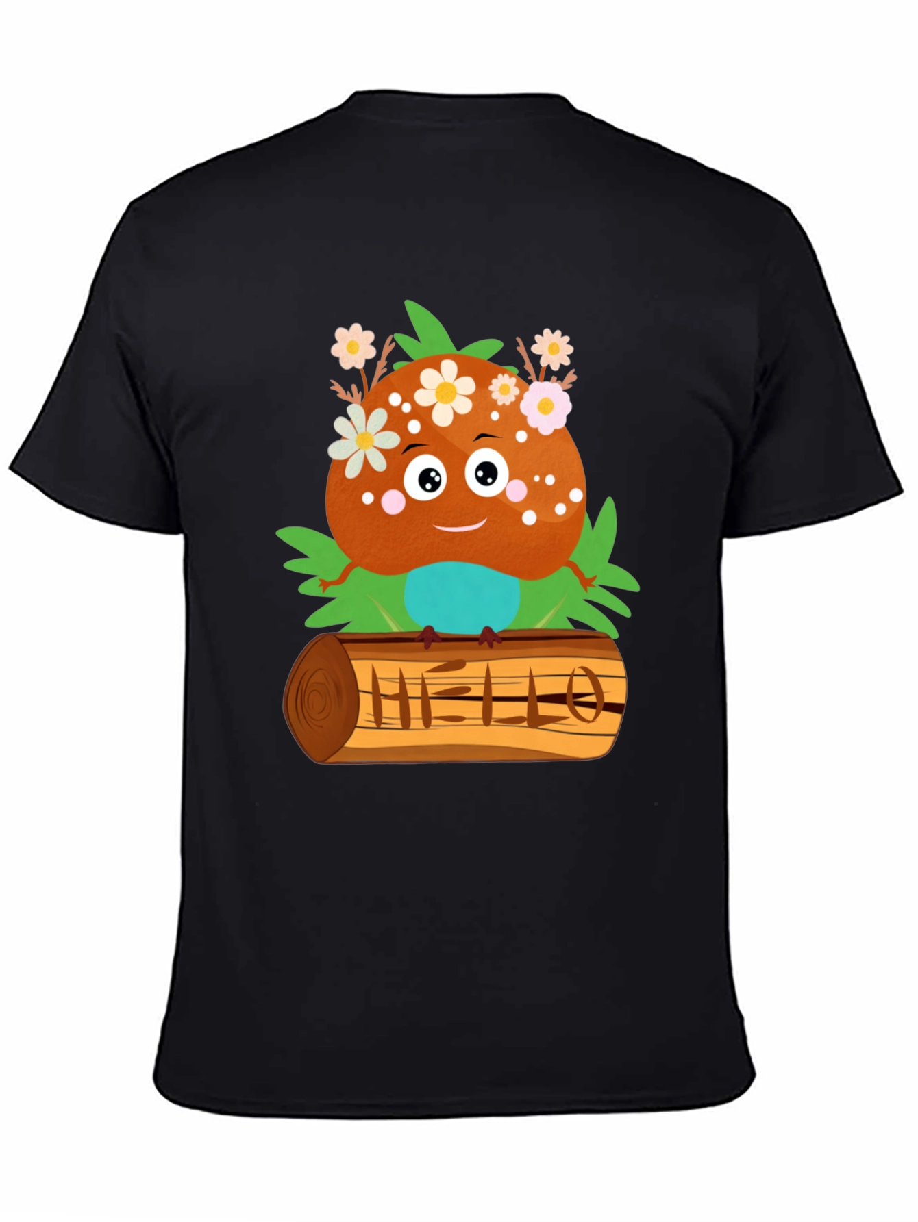 Black Cute Cartoon Character Print T-Shirt view 4