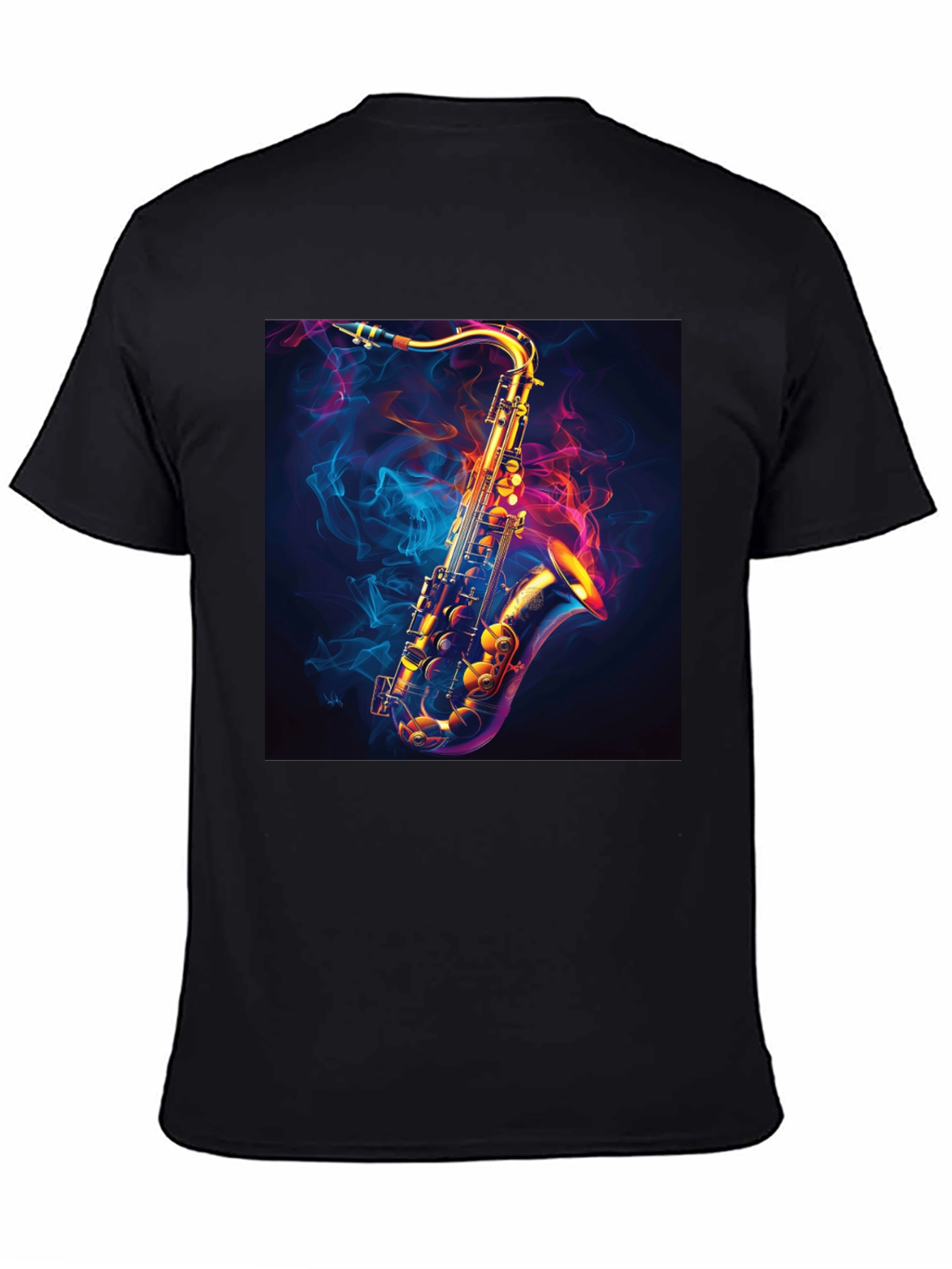Black Saxophone Graphic Black T-Shirt - Cool Musical Tee view 4