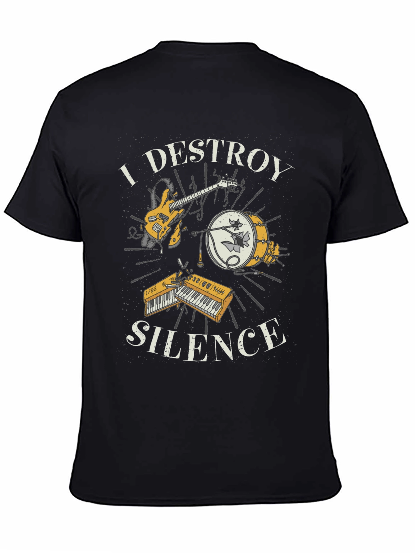 Black I Destroy Silence Graphic Tee - Music Lover Shirt view 4
