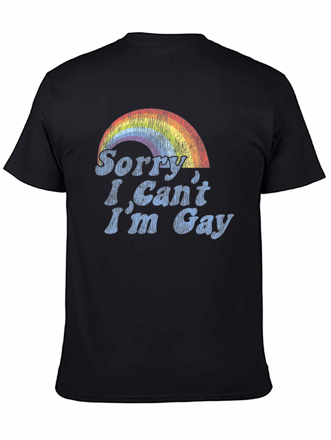 Black Sorry I Can't I'm Gay Rainbow Graphic Tee view 4