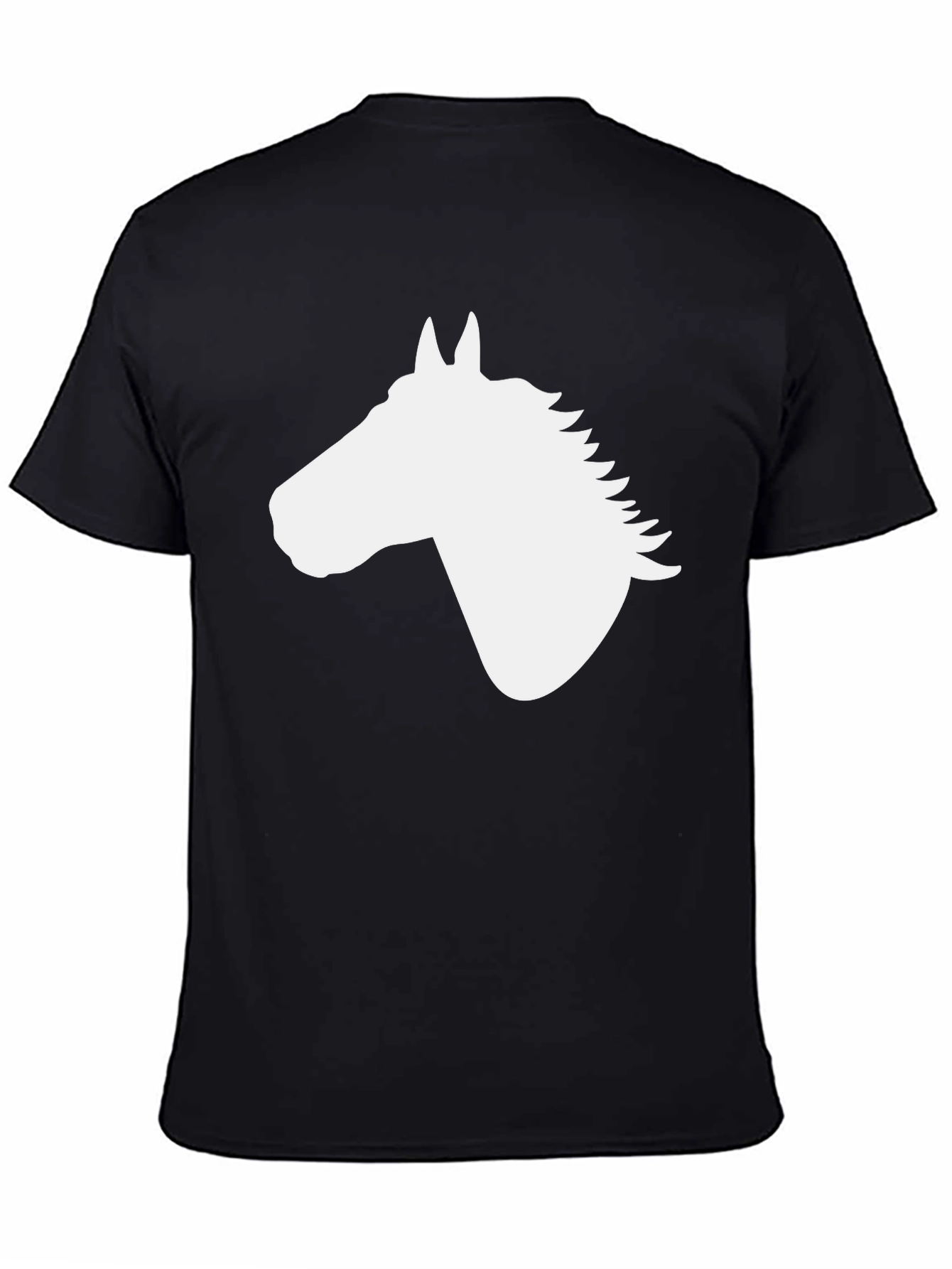 Black Horse Silhouette Graphic Tee - Black Cotton Blend view 4