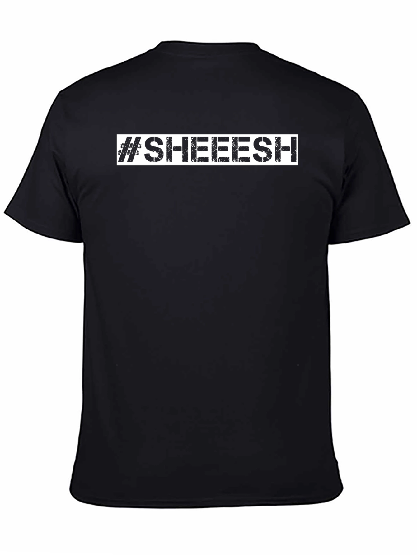 Black #SHEEESH Graphic Print Black Cotton T-Shirt view 4