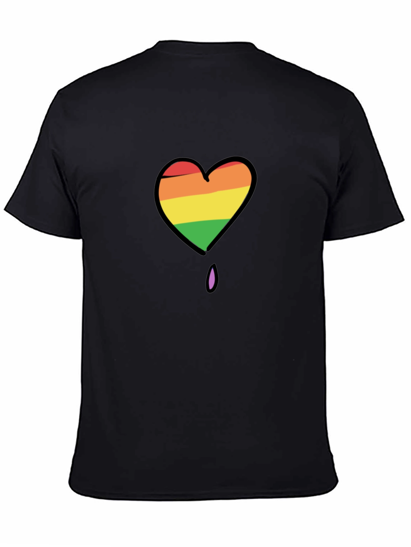 Black Rainbow Heart Pride T-Shirt - Black view 4